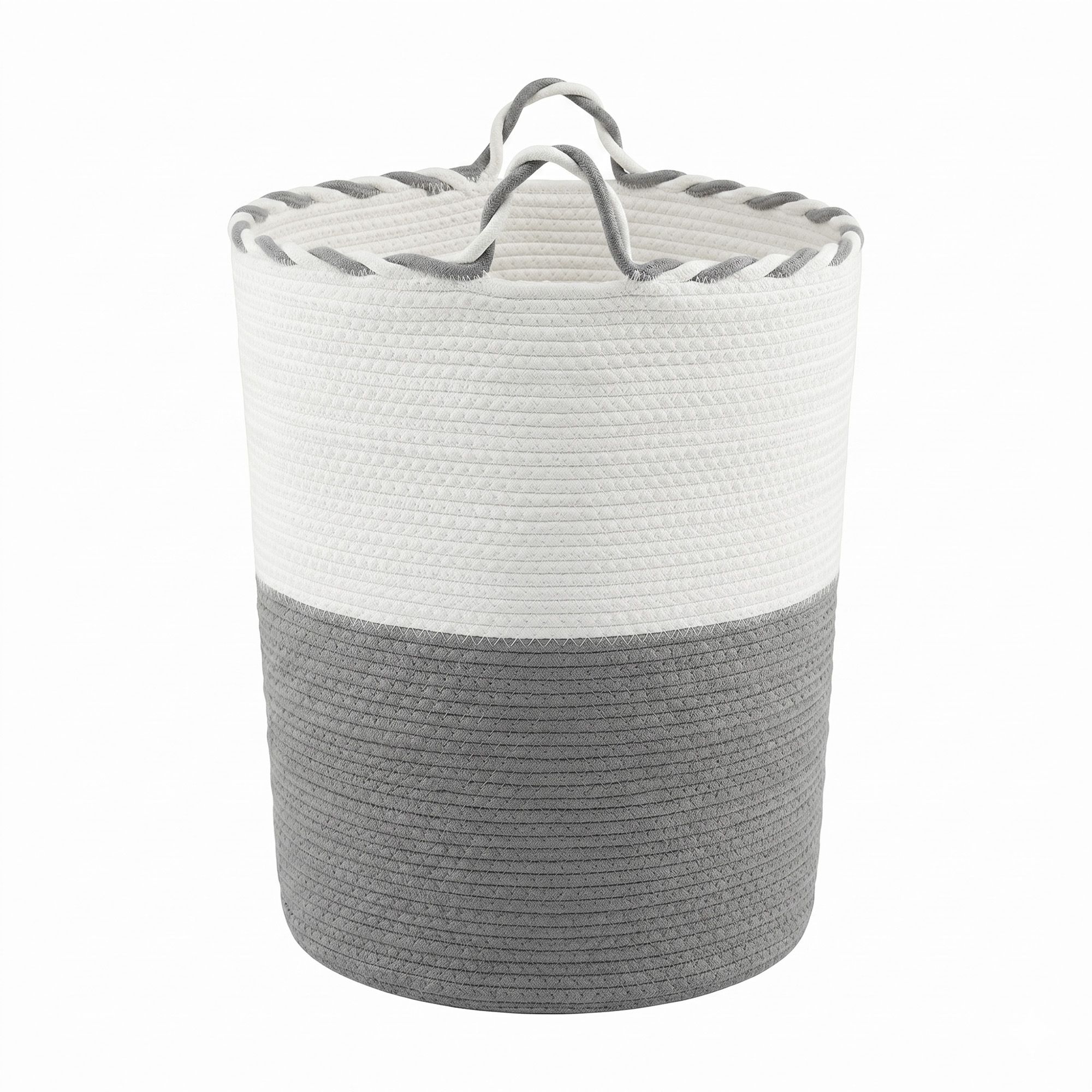 Artiss Woven Laundry Basket with handles Foldable White & Grey - Image 3
