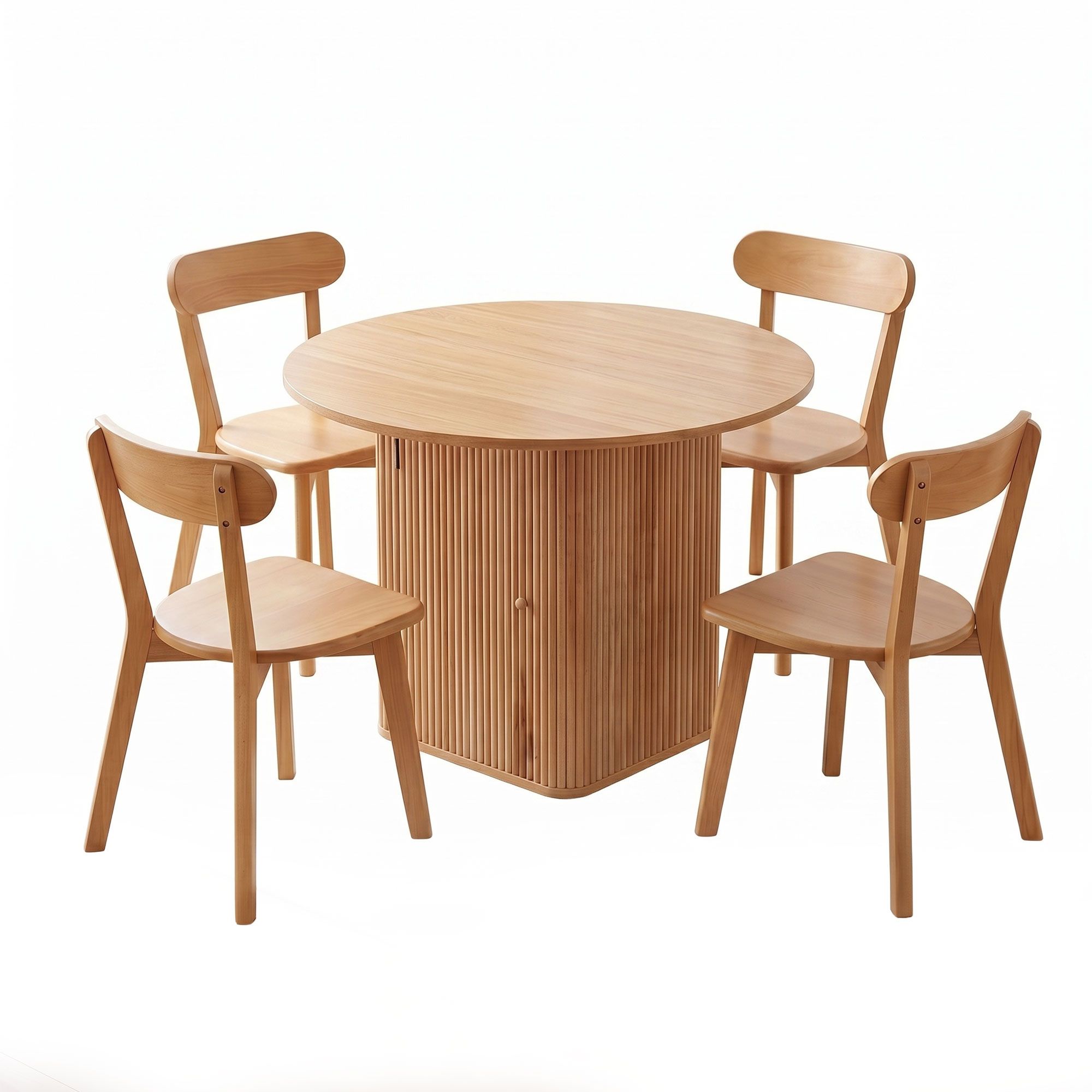 1 Artiss Dining Table and 4 Chairs Set Natural Timber - Image 1