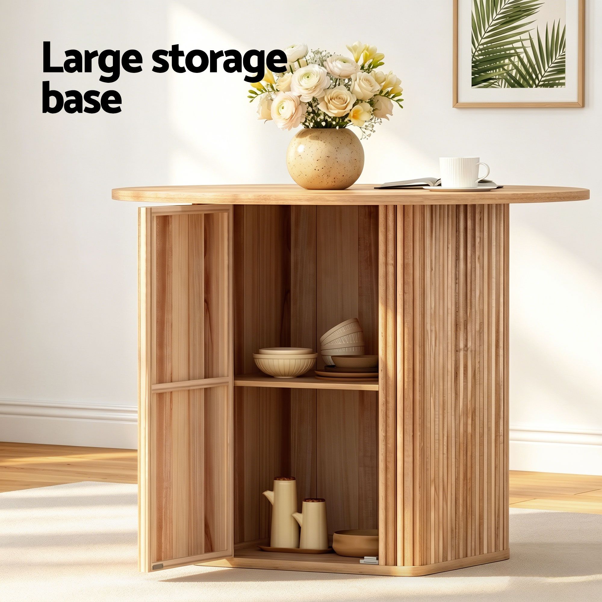 1 Artiss Dining Table and 4 Chairs Set Natural Timber - Image 5