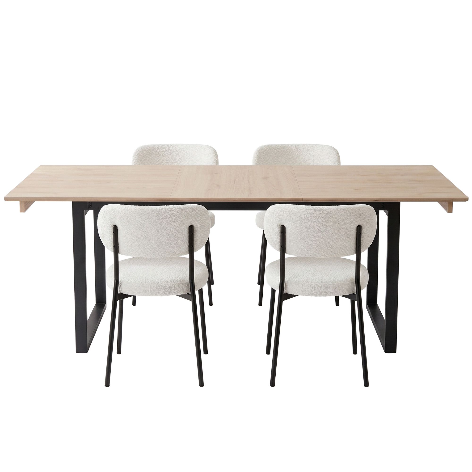 Artiss 200cm Extendable Dining Table Set with 4x Dining Chairs Sherpa White - Image 4