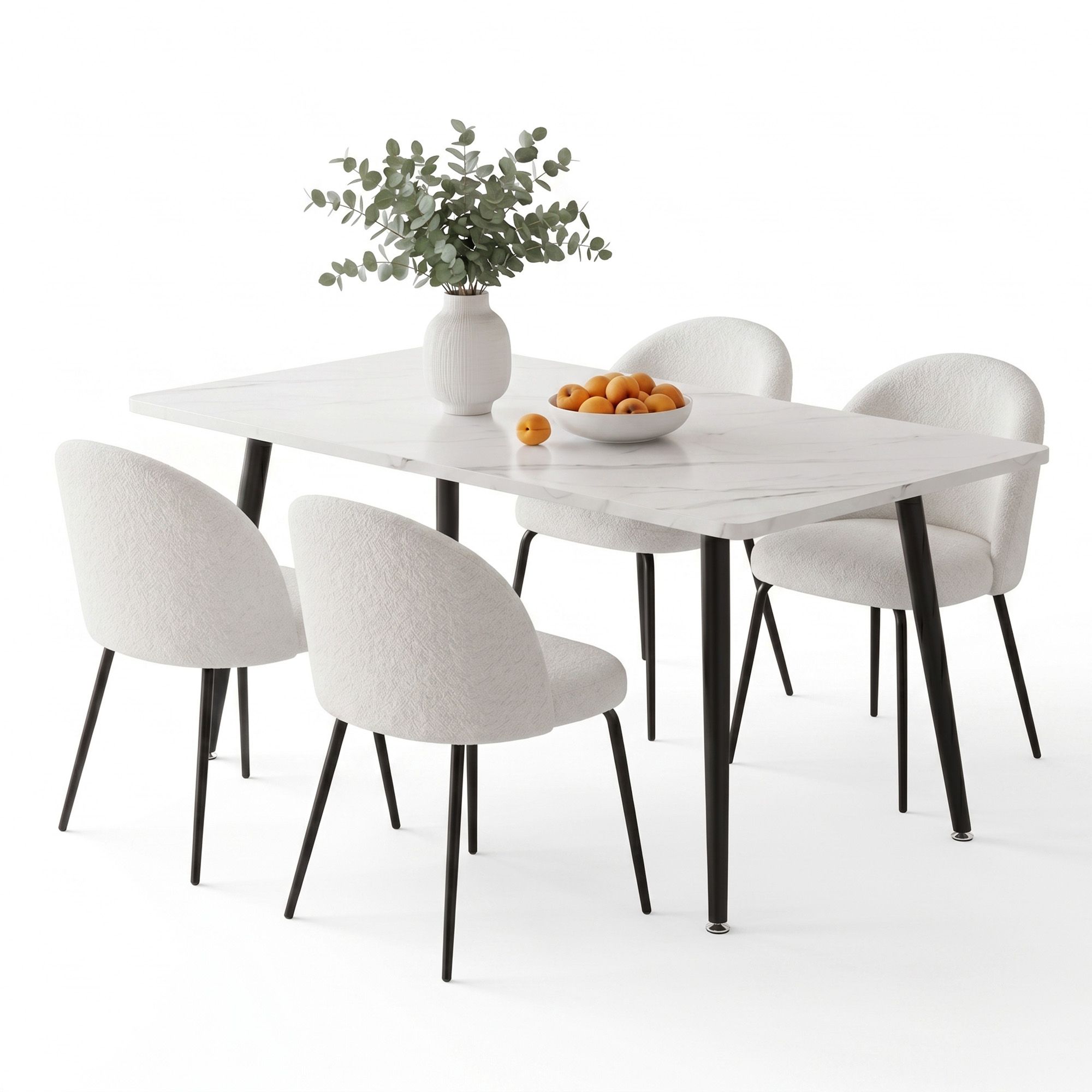 1 Artiss Dining Table and 4 Chairs Set White Marble Style - Image 1