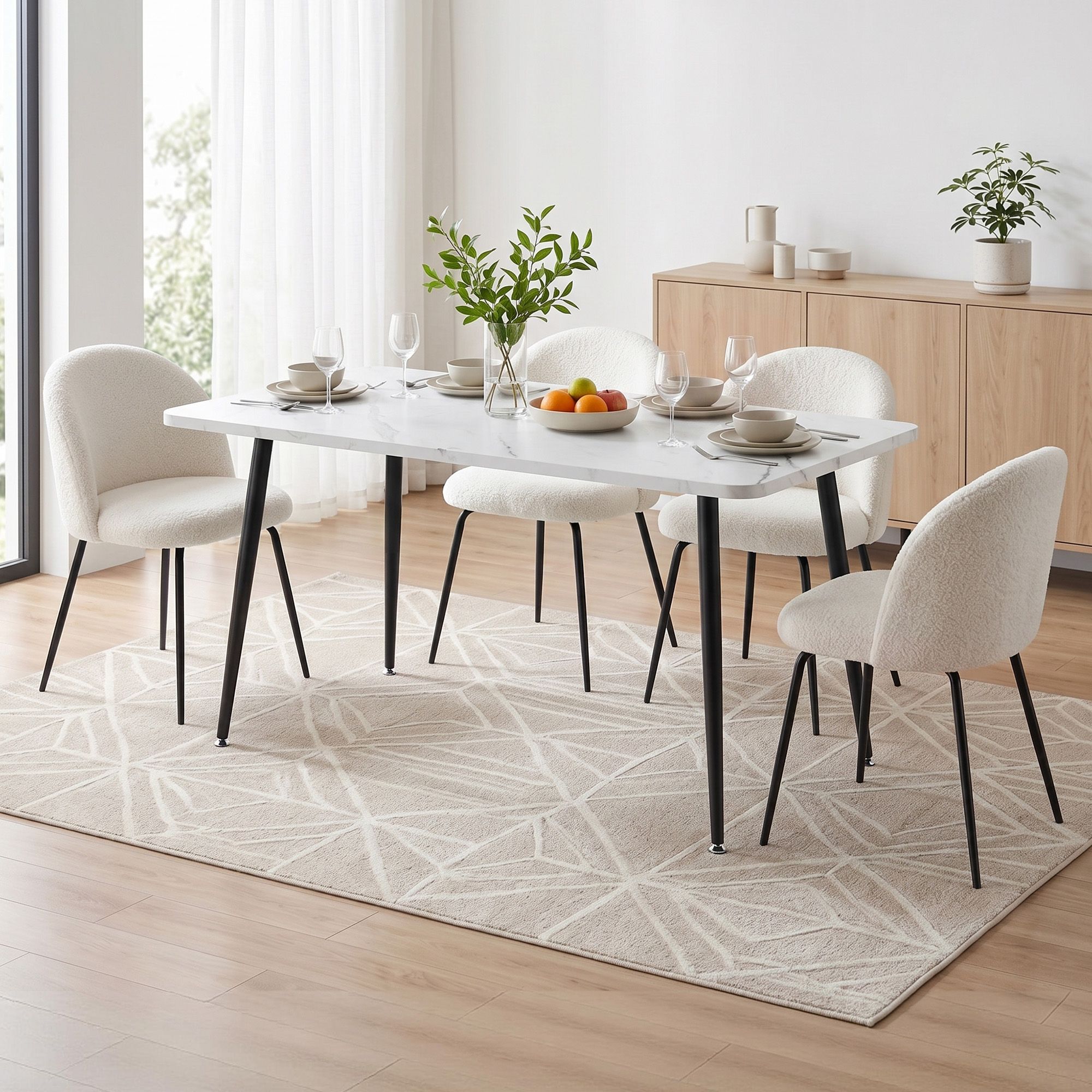 1 Artiss Dining Table and 4 Chairs Set White Marble Style - Image 8