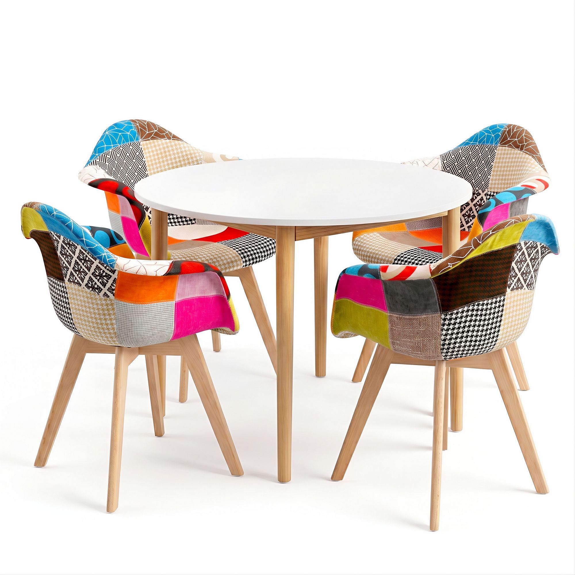 1 Artiss Dining Table and 4 Mid Century Chairs Set White - Image 1