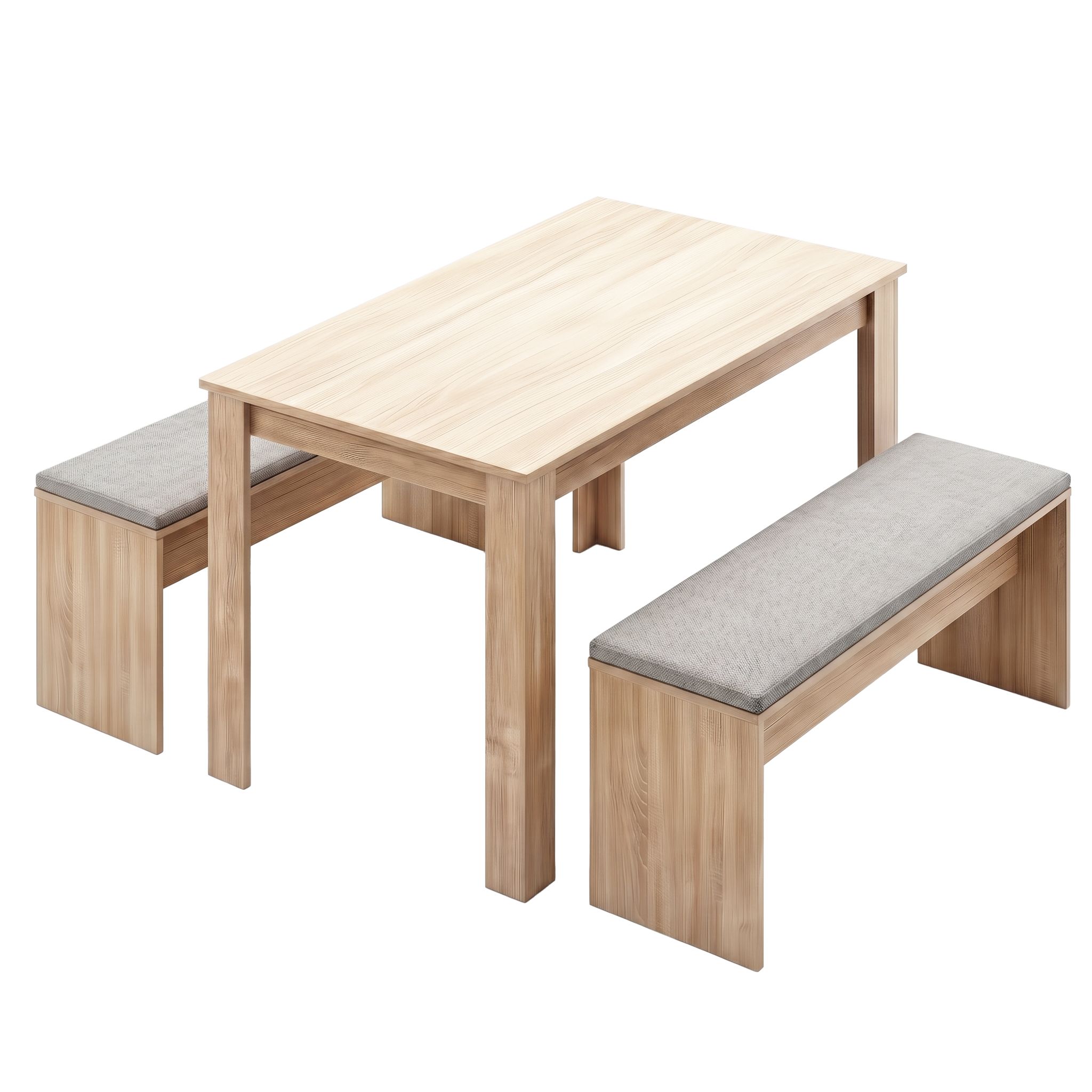 Artiss 3 Piece Dining Sets, 120cm Wooden Dining Table and 2 Upholstered Chairs Set, Space-Saving Modern Kitchen Dining Suite for Home Apartment (Oak) - Image 1