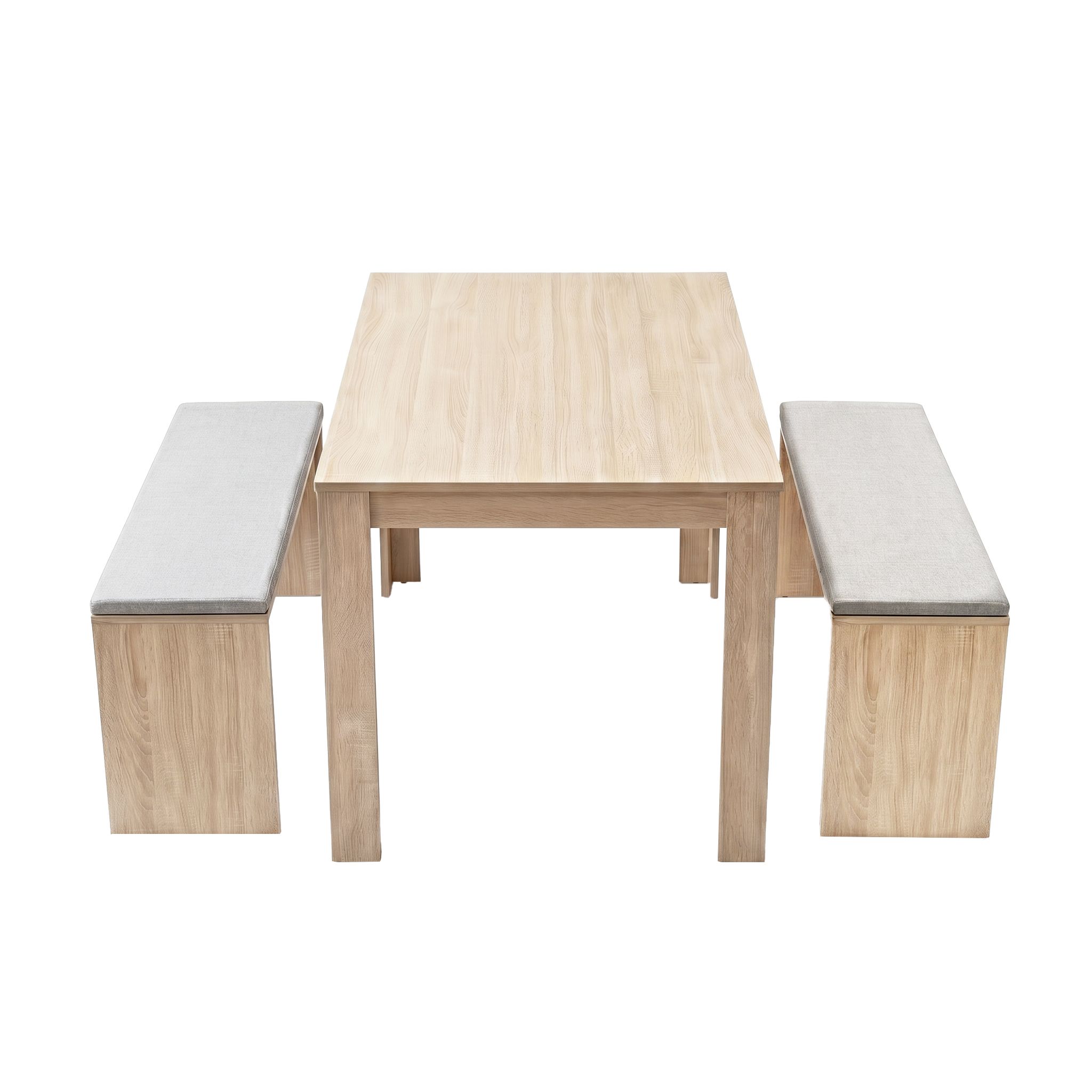 Artiss 3 Piece Dining Sets, 120cm Wooden Dining Table and 2 Upholstered Chairs Set, Space-Saving Modern Kitchen Dining Suite for Home Apartment (Oak) - Image 3