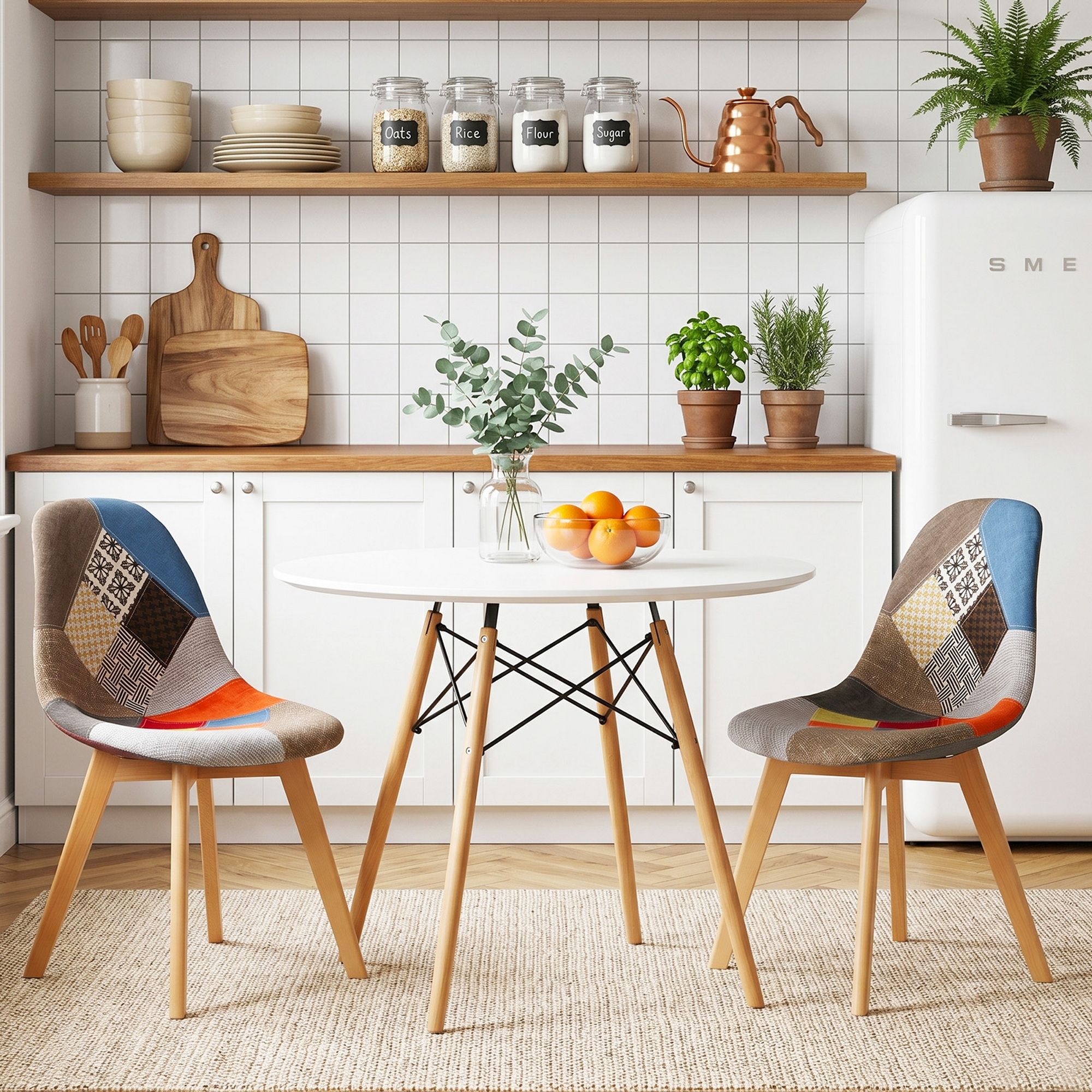 Artiss Dining Table and Chairs Set 3PCS Round 2 Seater Dining Set for Kitchen, Apartment, Dining Room White - Image 7