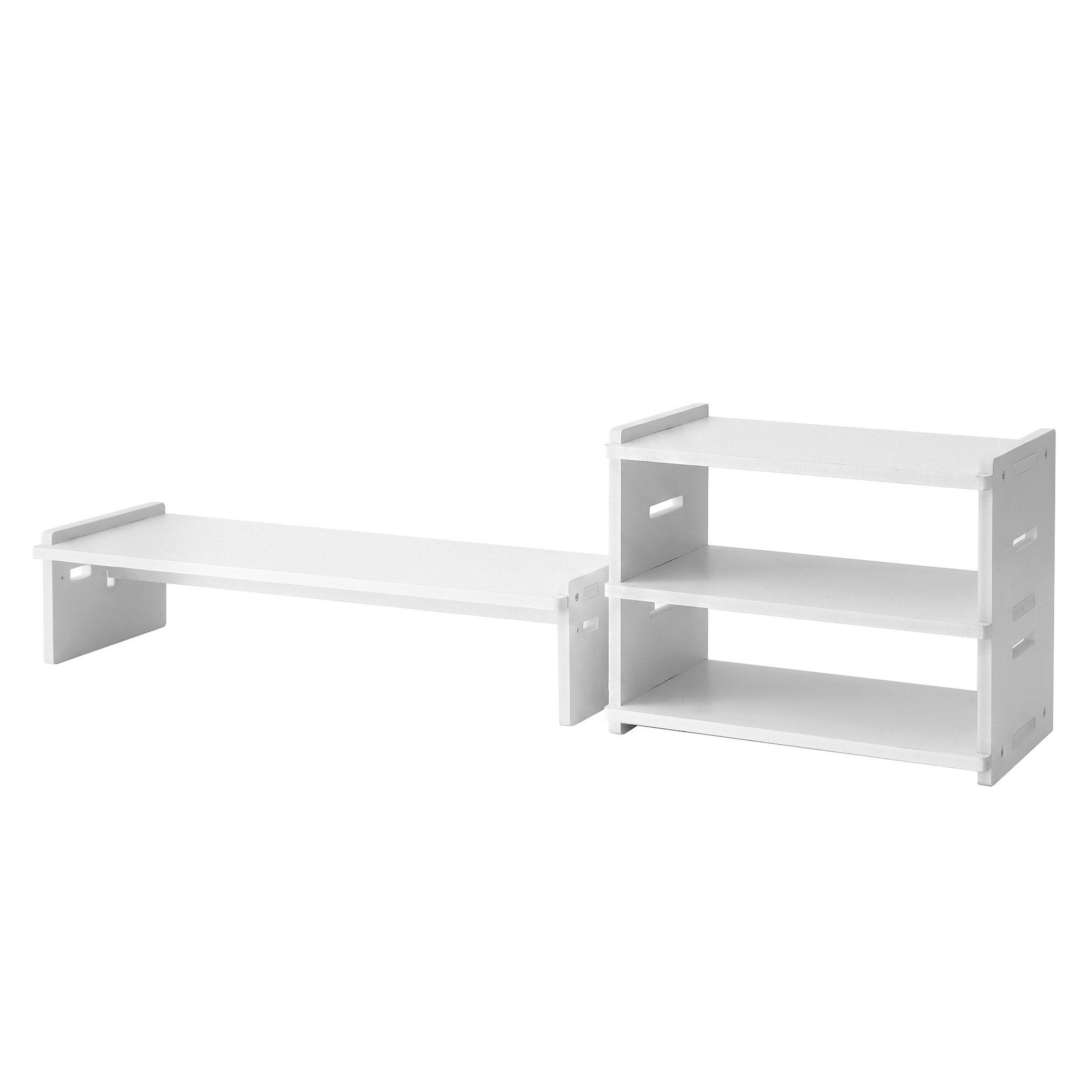 Artiss Monitor Stand and 3-Tier Desk Organiser 2-in-1 Modular Computer Monitor Riser PVC Desktop Shelf Holds 20kg for Office Students Gaming - Image 2