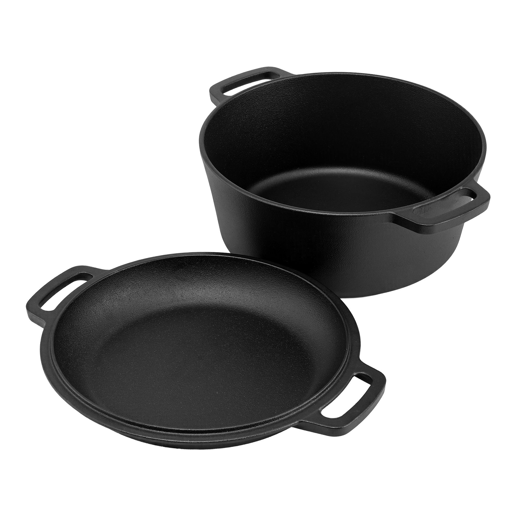 5-Star Chef 5L 2-In-1 Pre-Seasoned Cast Iron Dutch Oven Pot with Lid and Dual Handles for Sourdough Bread Baking - Image 1