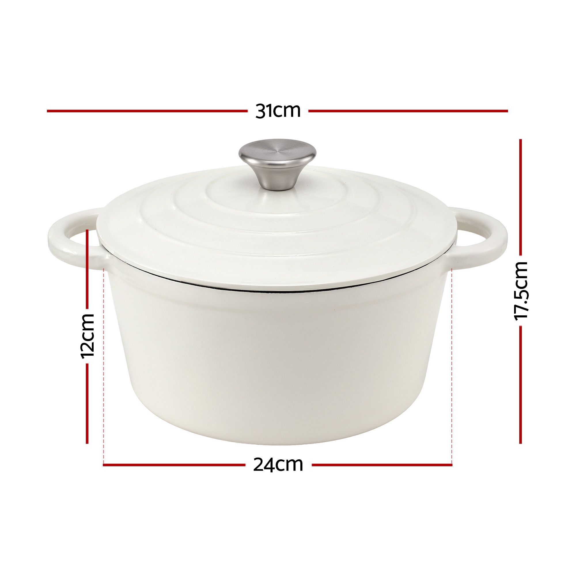 5-Star Chef 3.8L Enameled Cast Iron Dutch Oven Pot with Lid for Sourdough Bread Baking - Image 2