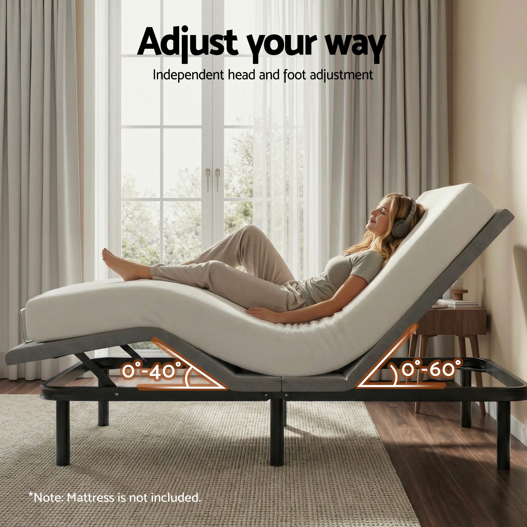 Artiss Adjustable Bed Frame King Size Electric Bed Base Wireless Remote Control Zero Gravity Power Bed Foundation - Image 5
