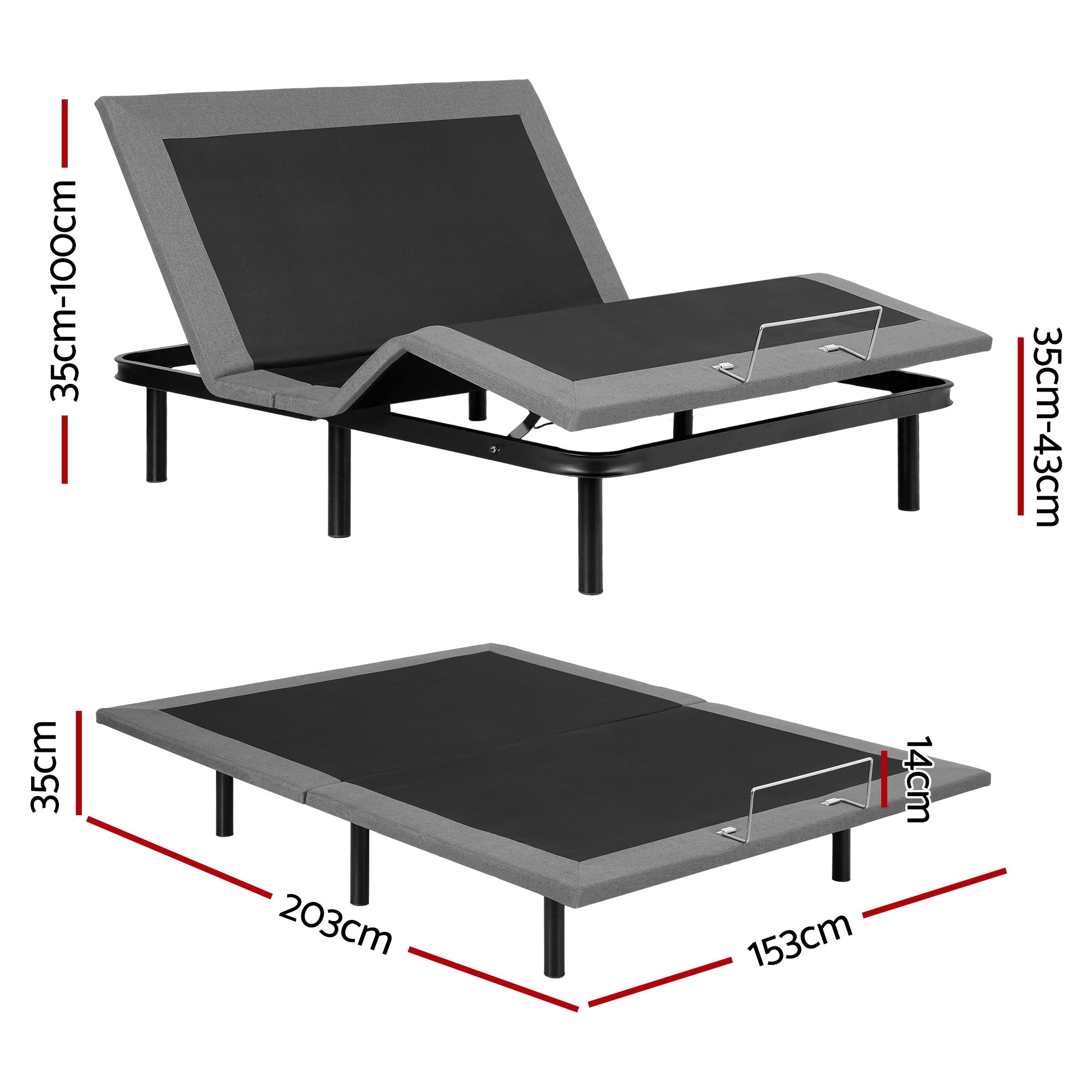 Artiss Adjustable Bed Frame Queen Size Electric Bed Base Wireless Remote Control Zero Gravity Power Bed Foundation - Image 3