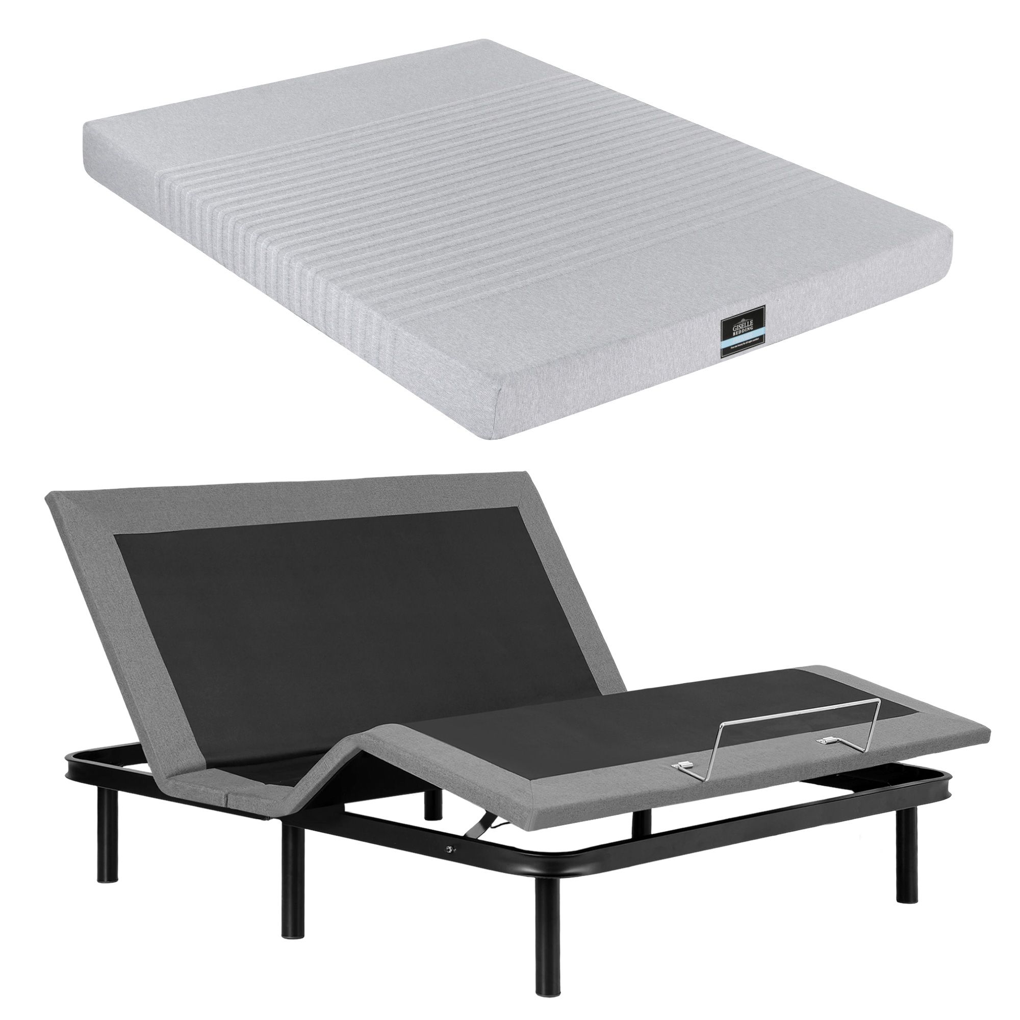 Artiss King Bed Frame and Giselle Bedding King Memory Foam Mattress Set, Electric Bed Base with Zero Gravity & 7 Zone Cooling Comfort for Back Pain Relief, Black & Grey, 15cm Thickness - Image 2