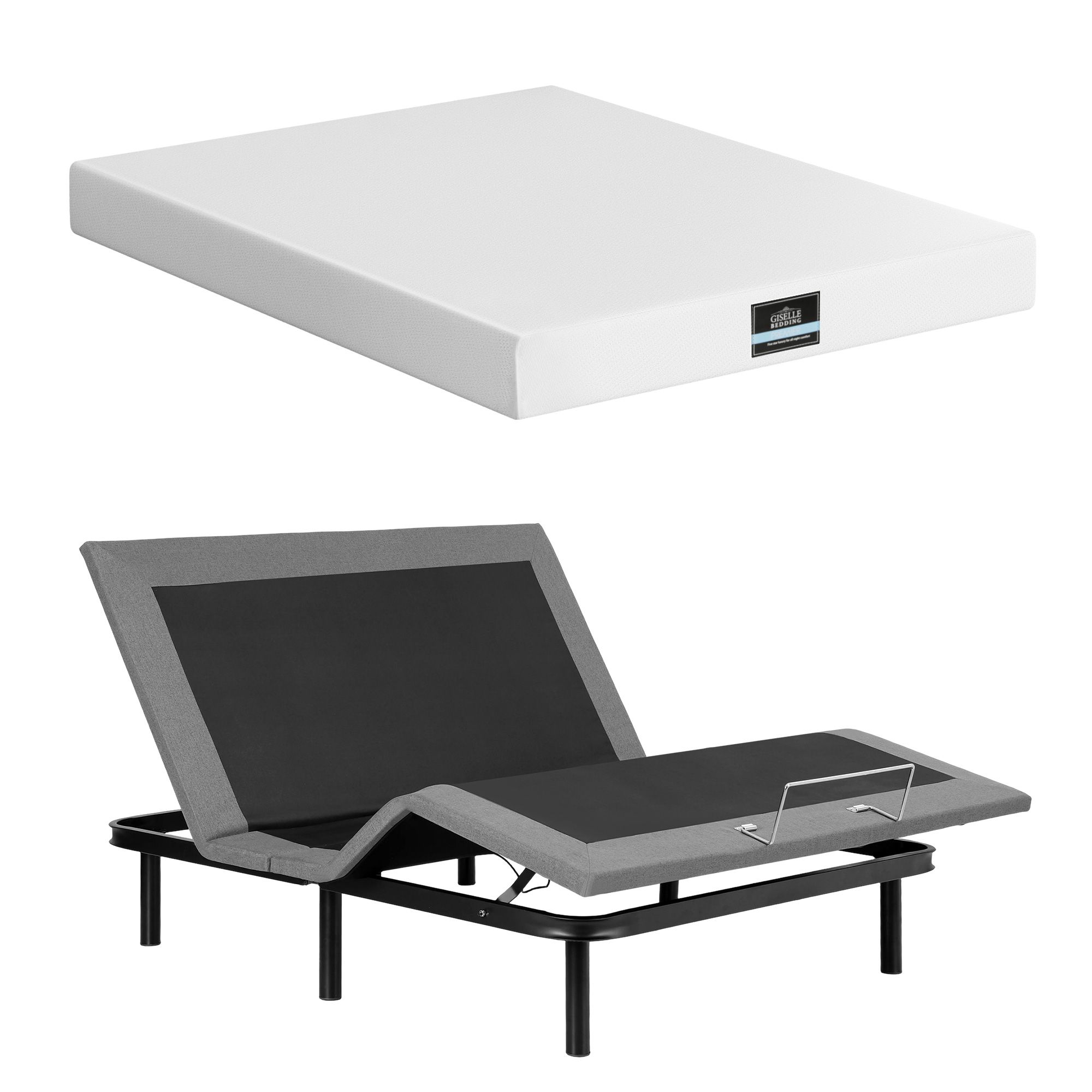 Artiss Double size bed frame & Giselle Bedding Double Mattress Combo, adjustable bed Base for Snoring Relief, Independent Head Foot Incline, Wireless Remote, Black,20cm Thickness - Image 2