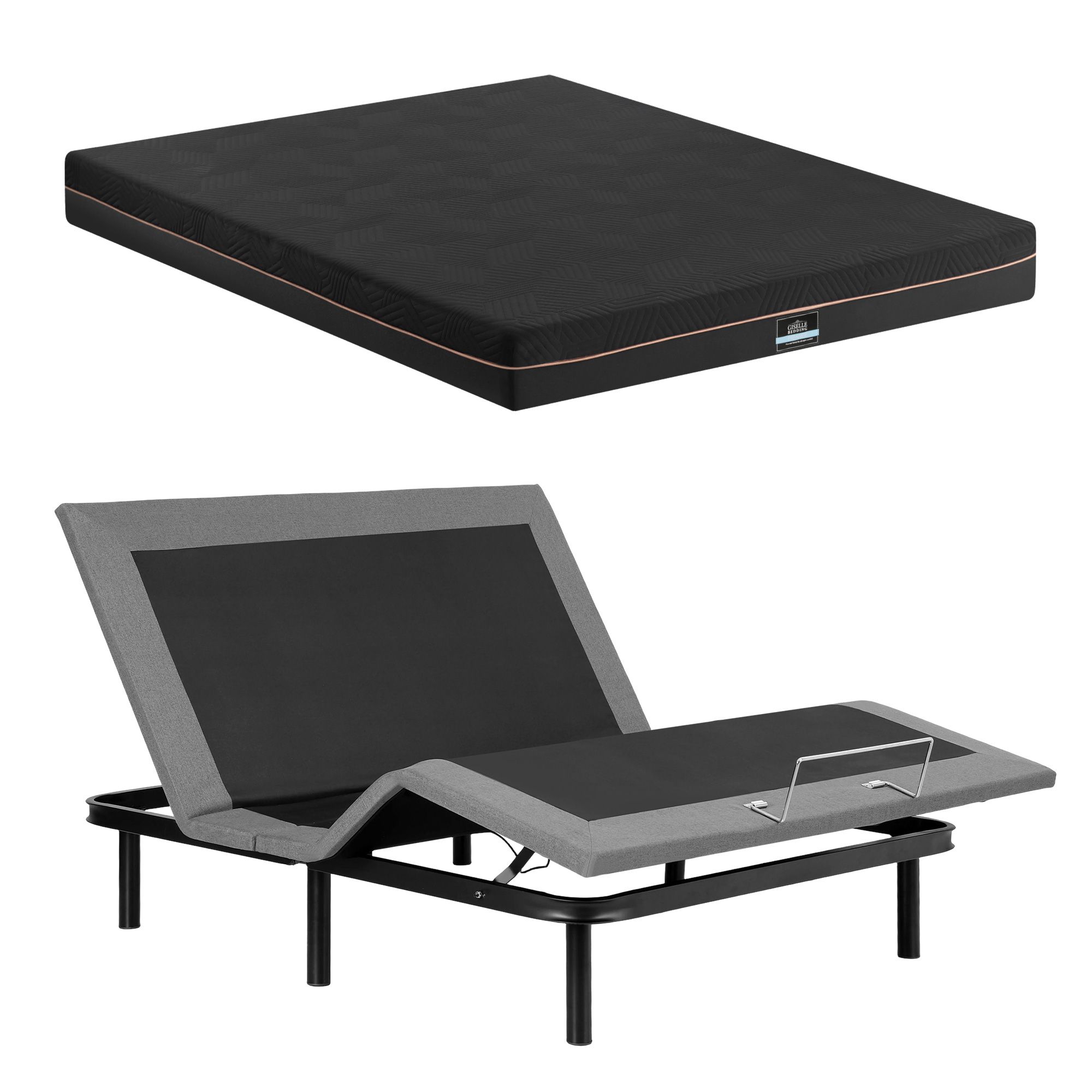 Artiss Double size bed frame with Giselle Bedding Double Mattress, adjustable bed Base Combo for Snoring Relief, Independent Head Foot Incline, Wireless Remote, Black,18cm Thickness - Image 2