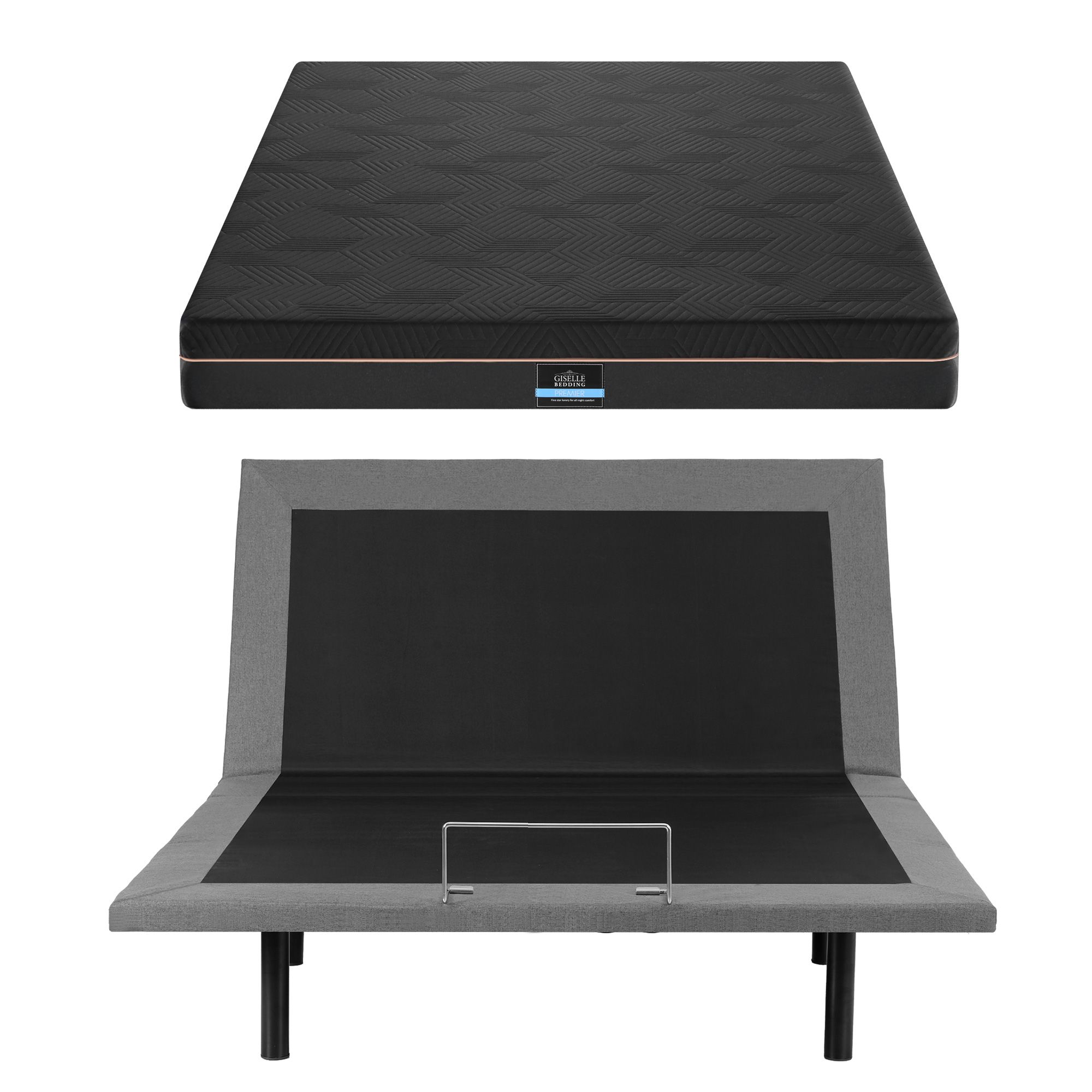 Artiss Double size bed frame with Giselle Bedding Double Mattress, adjustable bed Base Combo for Snoring Relief, Independent Head Foot Incline, Wireless Remote, Black,18cm Thickness - Image 4