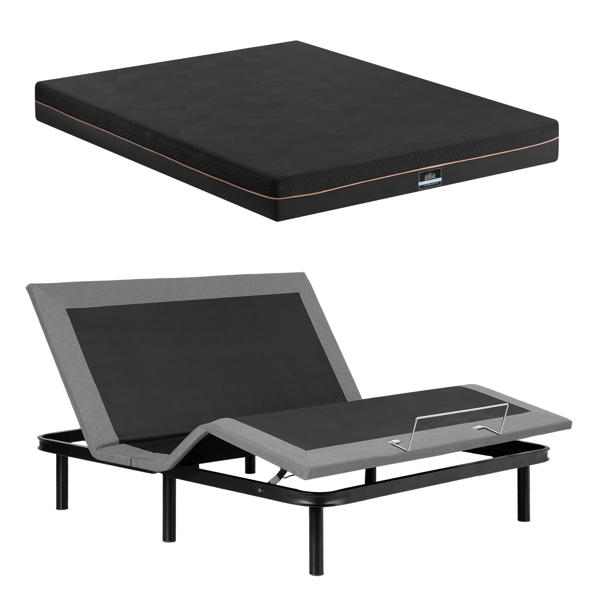 Artiss King size bed frame with Giselle Bedding King Mattress, adjustable bed Base Combo for Snoring Relief, Independent Head Foot Incline, Wireless Remote, Black,18cm Thickness - Image 2