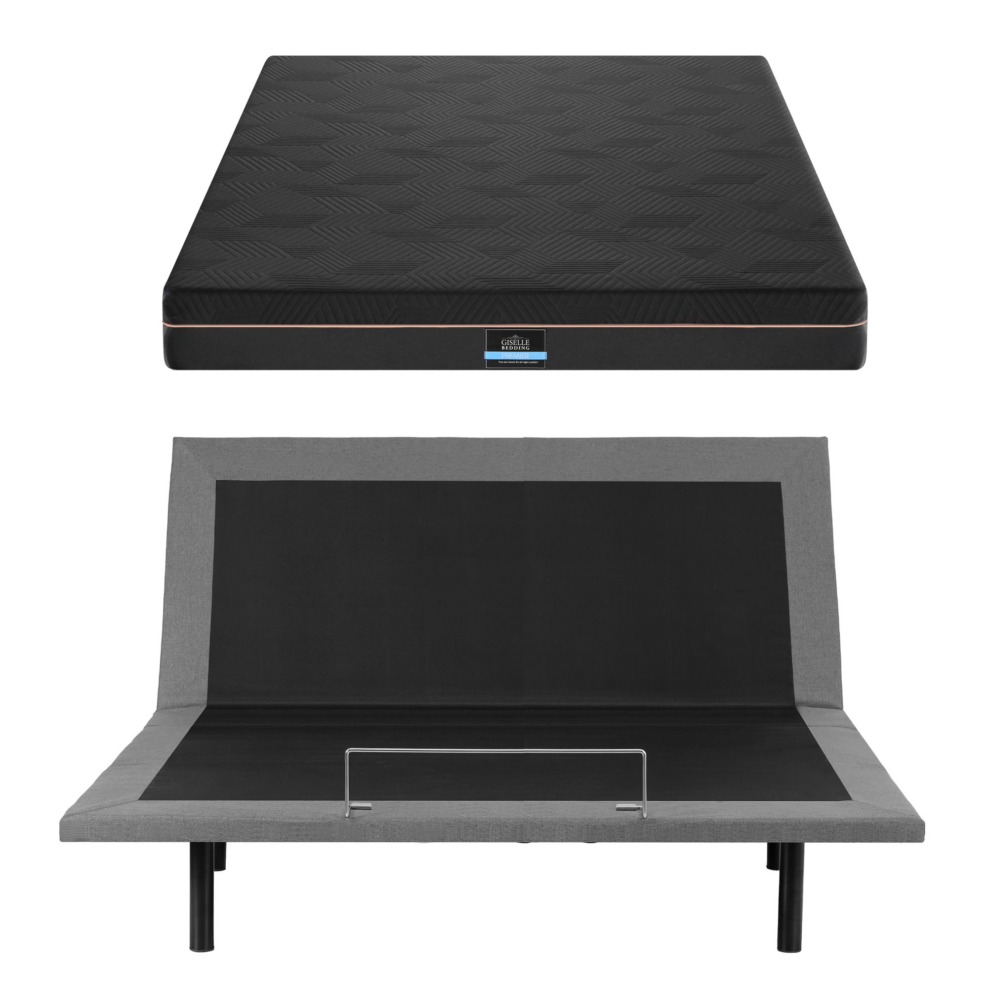 Artiss King size bed frame with Giselle Bedding King Mattress, adjustable bed Base Combo for Snoring Relief, Independent Head Foot Incline, Wireless Remote, Black,18cm Thickness - Image 4
