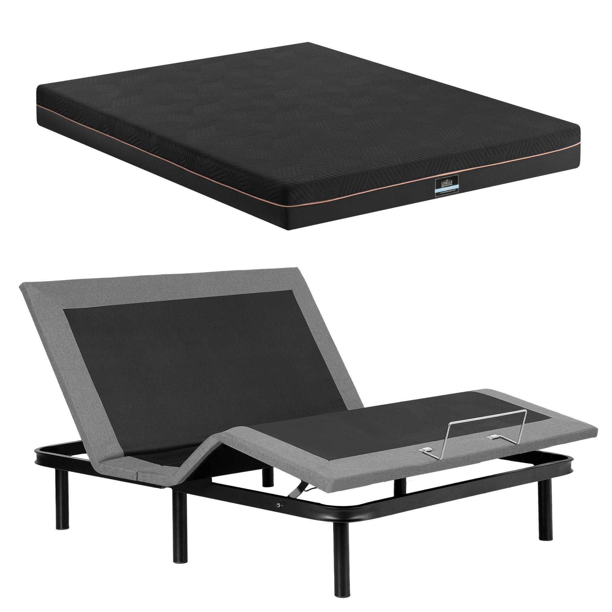 Artiss Queen size bed frame with Giselle Bedding Queen Mattress, adjustable bed Base Combo for Snoring Relief, Independent Head Foot Incline, Wireless Remote, Black,18cm Thickness - Image 2