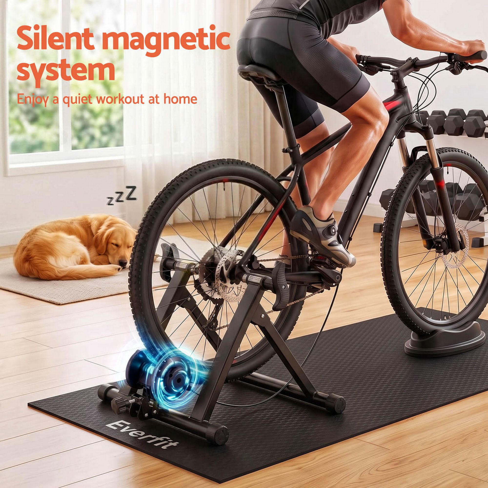 Everfit Bike Trainer Stand Indoor Riding Bicycle 6 Level Cycling Home Gym Black - Image 5