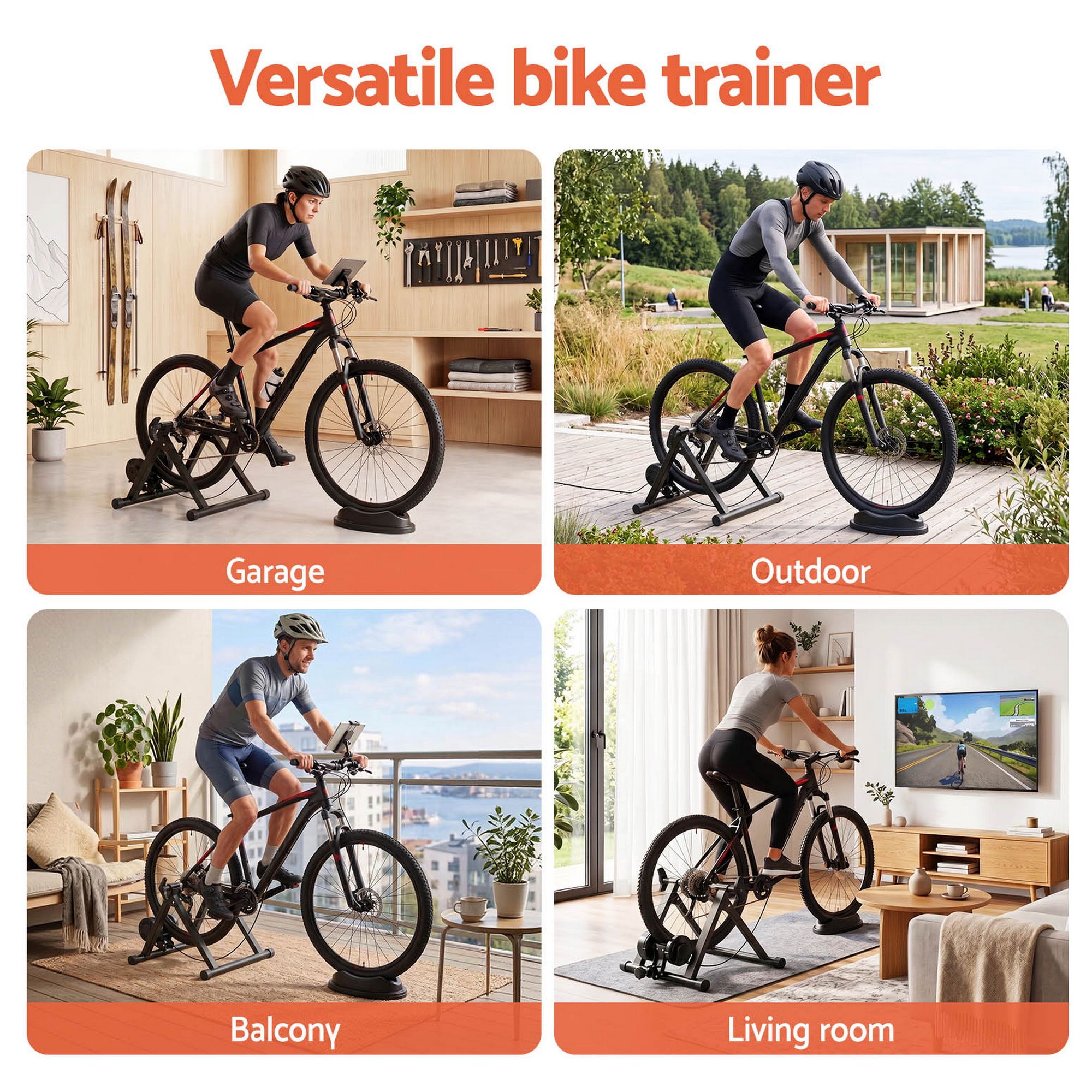 Everfit Bike Trainer Stand Indoor Riding Bicycle 6 Level Cycling Home Gym Black - Image 8
