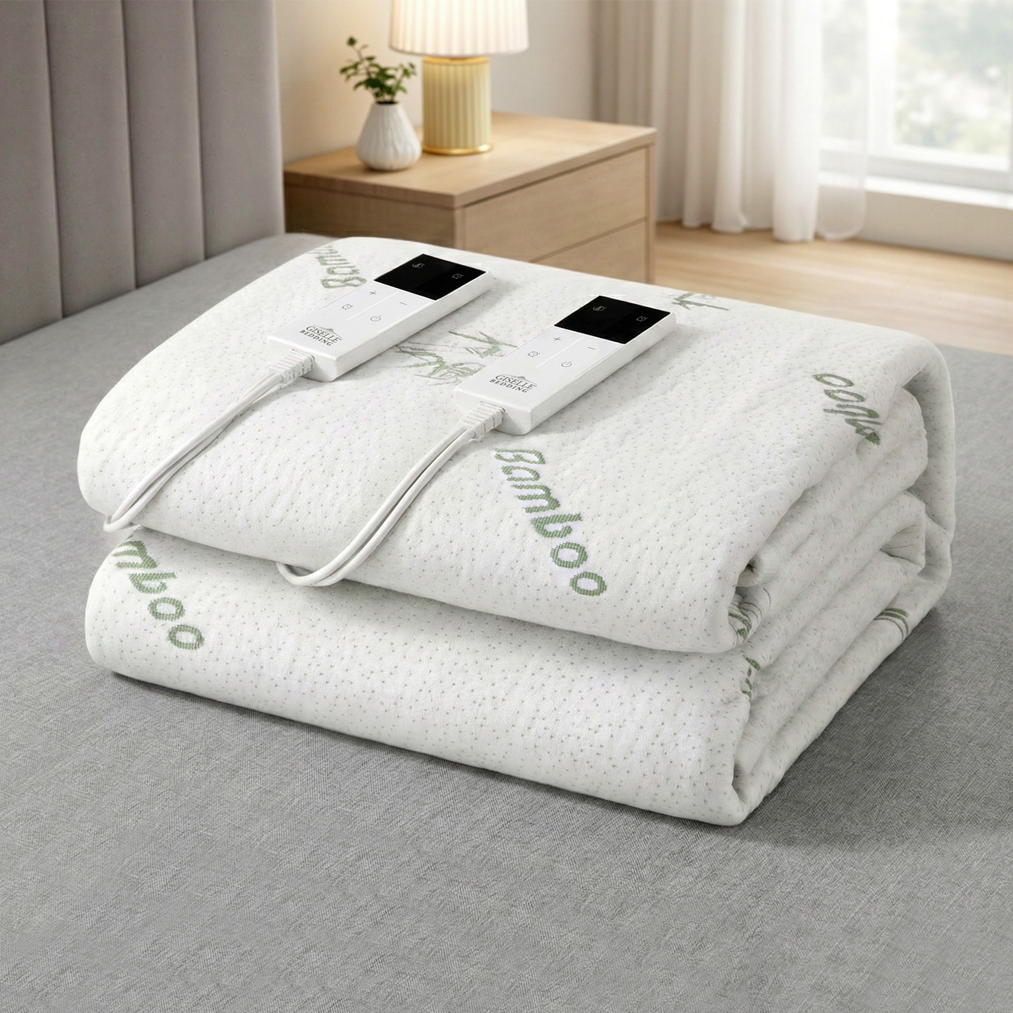 Giselle Electric Blanket Bamboo Fabric Double Fitted Heated Pad Underlay Washable Winter - Image 1