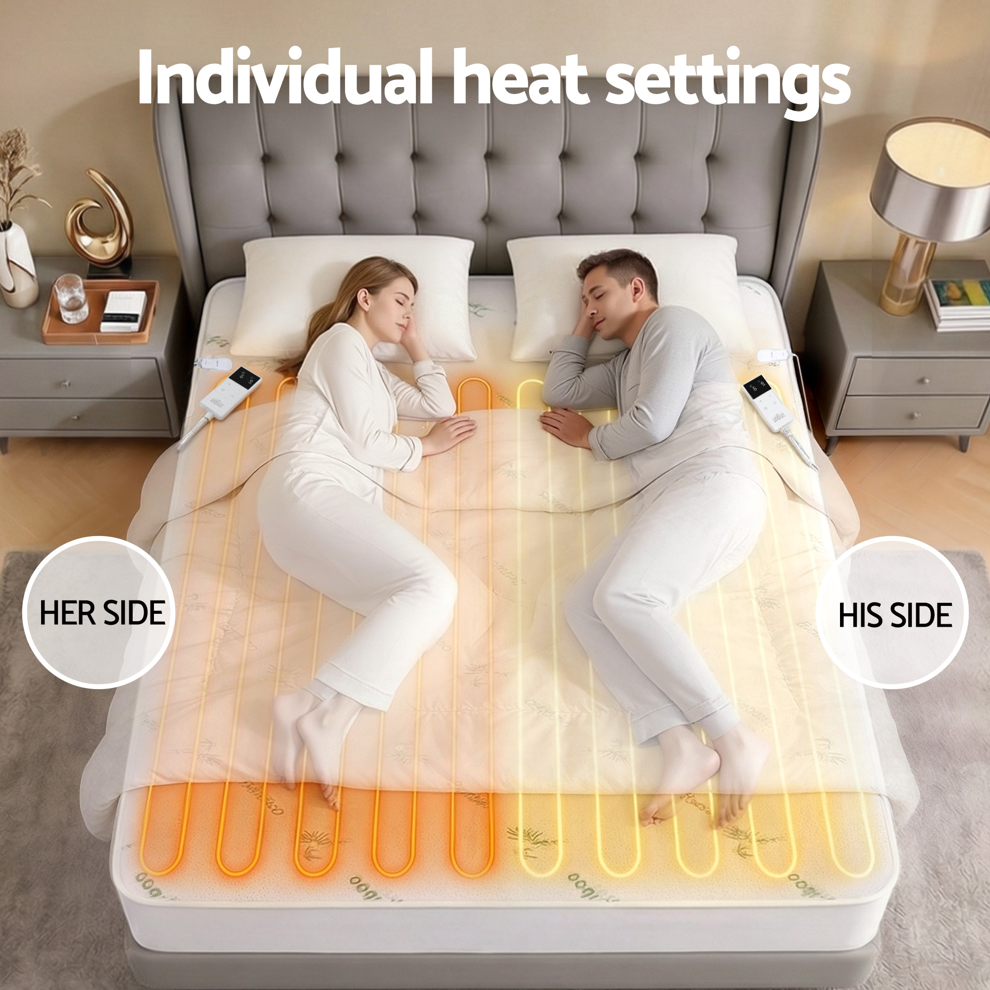 Giselle Electric Blanket Bamboo Fabric Double Fitted Heated Pad Underlay Washable Winter - Image 8