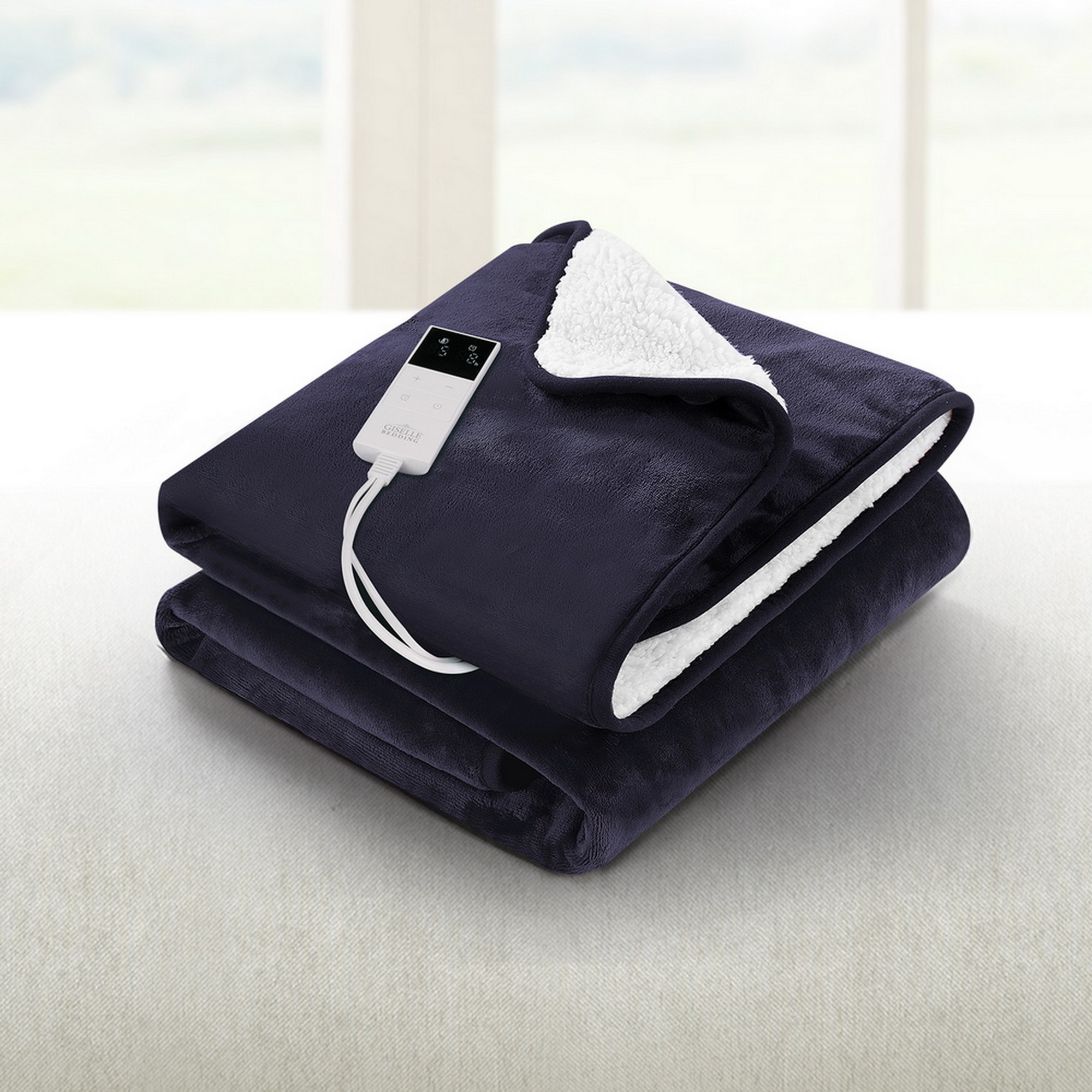 Giselle Electric Throw Rug Heated Blanket Fleece Charcoal - Image 1