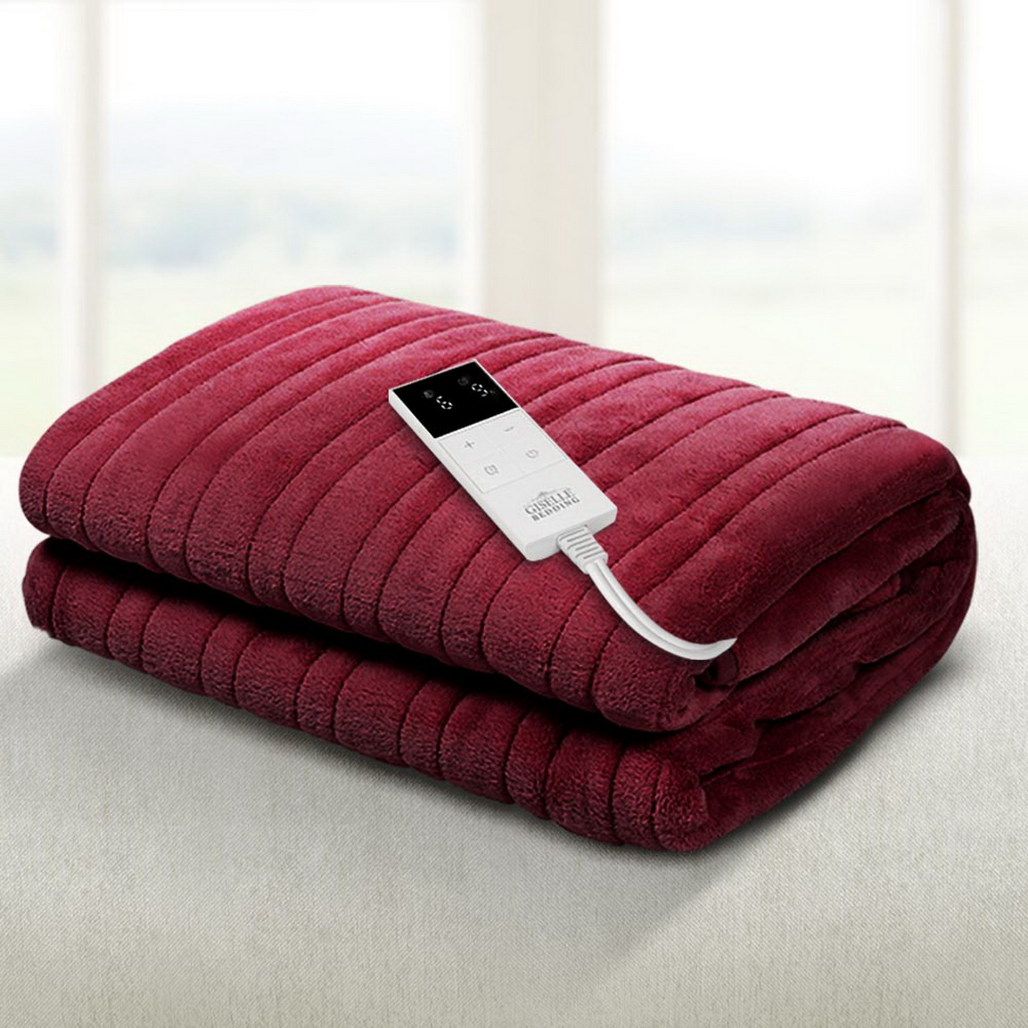 Giselle Electric Throw Rug Heated Blanket Fleece Red - Image 1