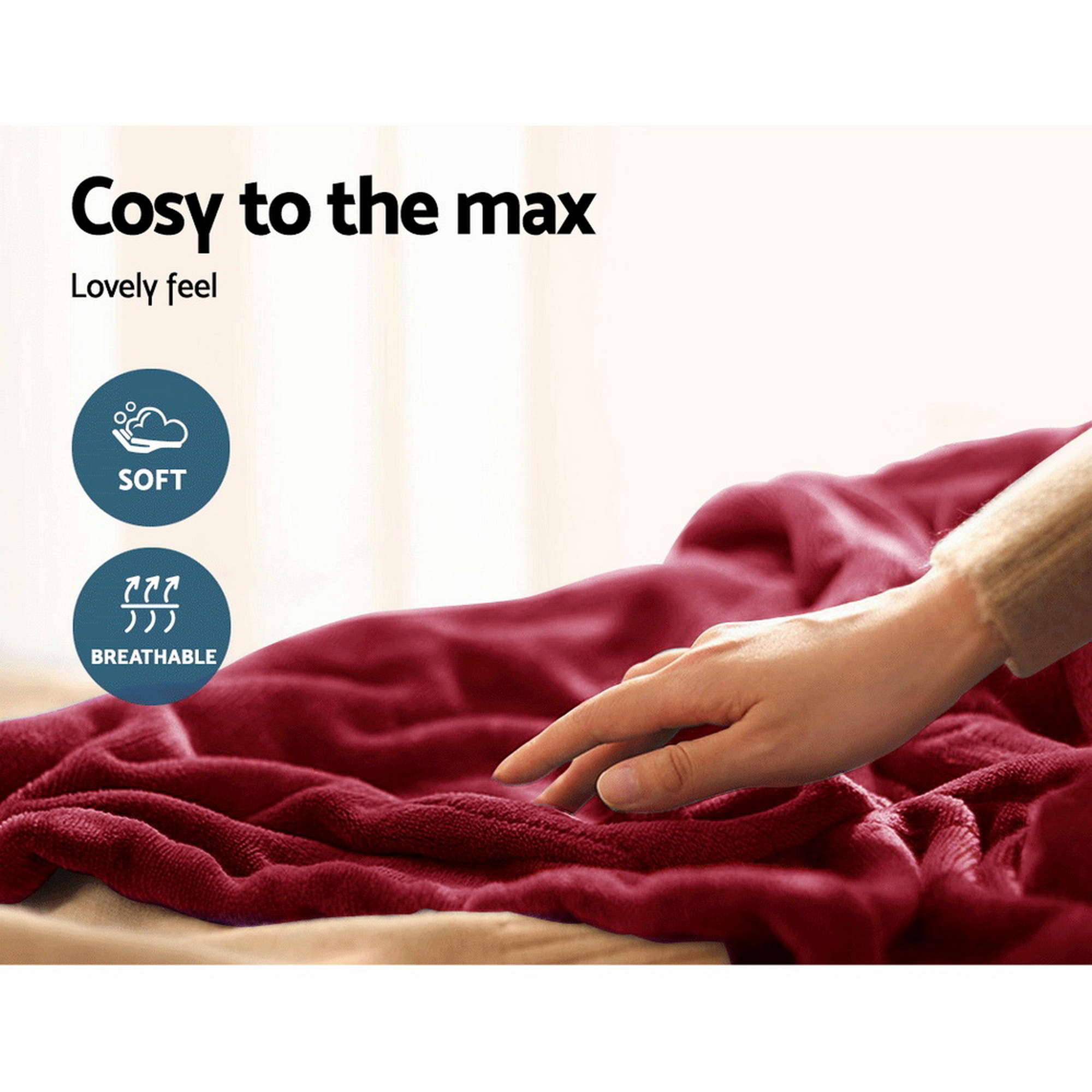 Giselle Electric Throw Rug Heated Blanket Fleece Red - Image 7