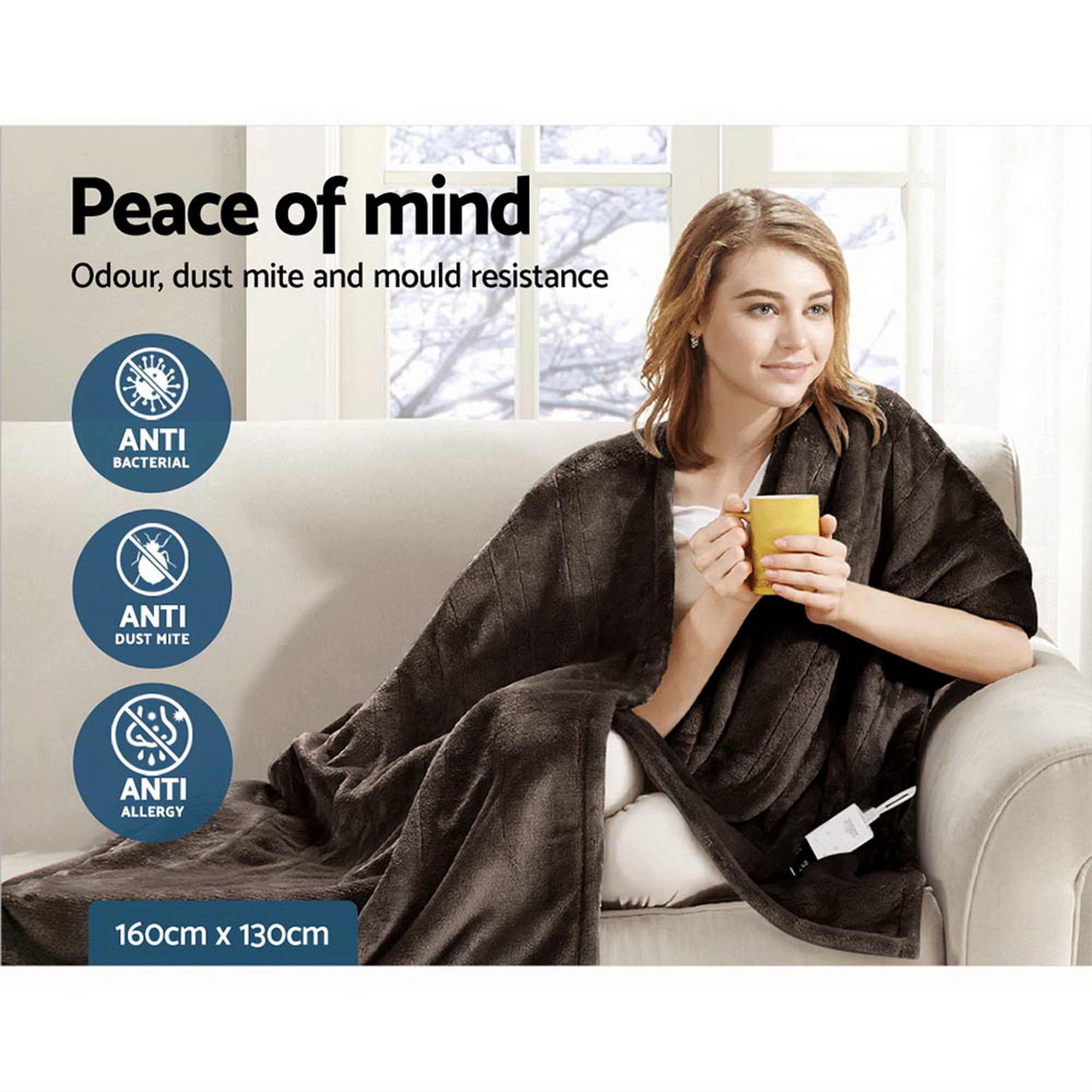Giselle Bedding Electric Throw Blanket - Chocolate - Image 8