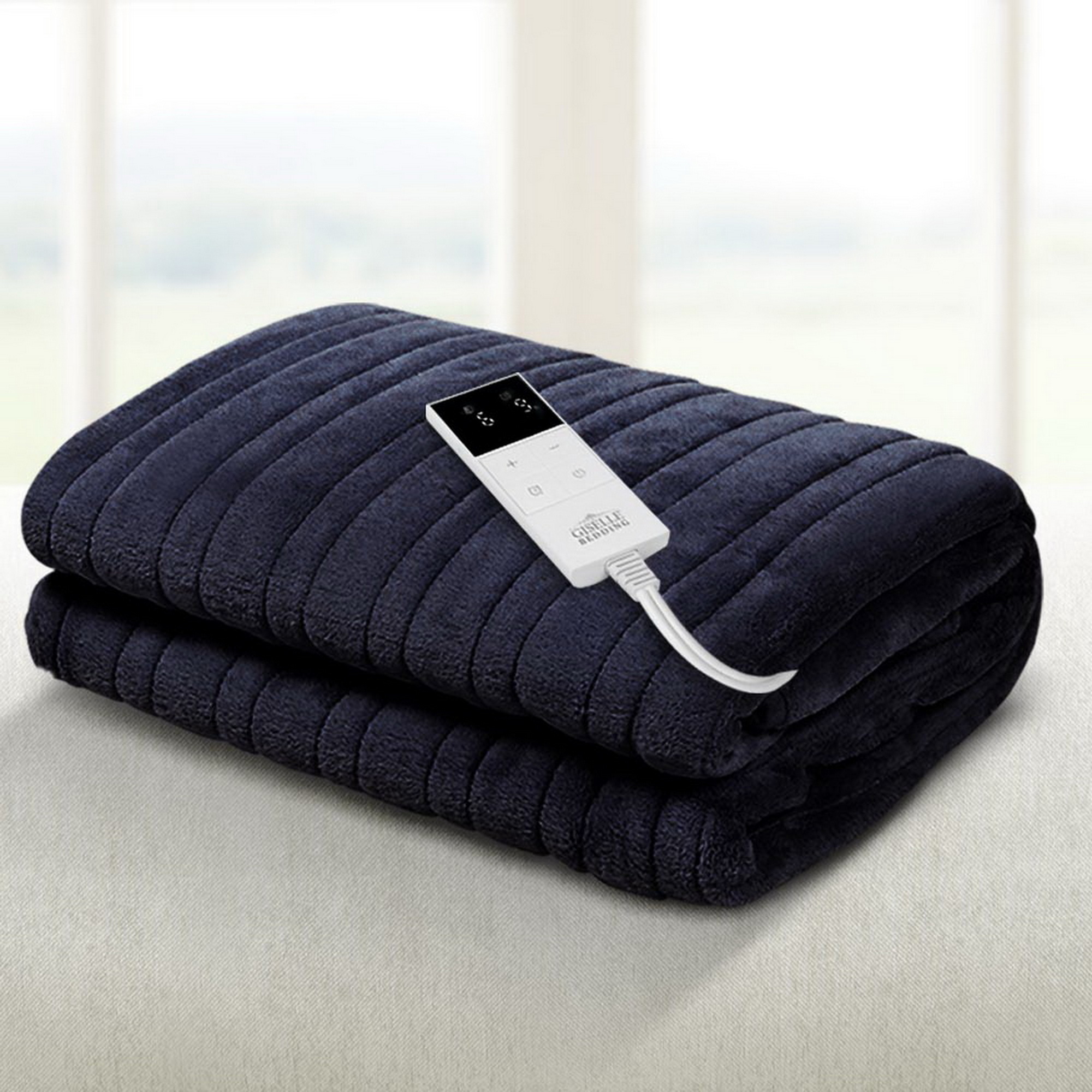 Giselle Bedding Heated Electric Throw Rug Fleece Sunggle Blanket Washable Charcoal - Image 1
