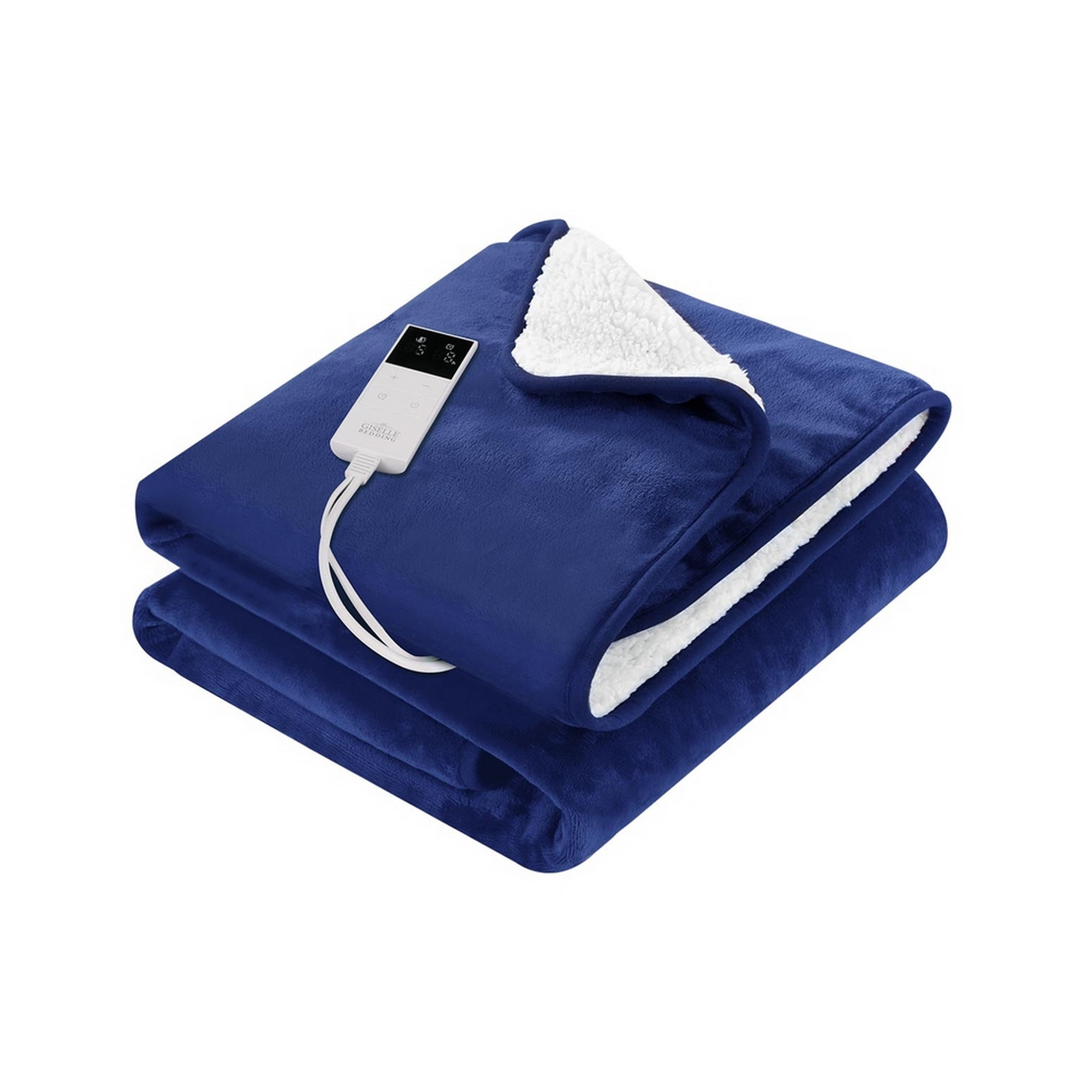 Giselle Electric Throw Rug Heated Blanket Washable Snuggle Flannel Winter Navy - Image 2