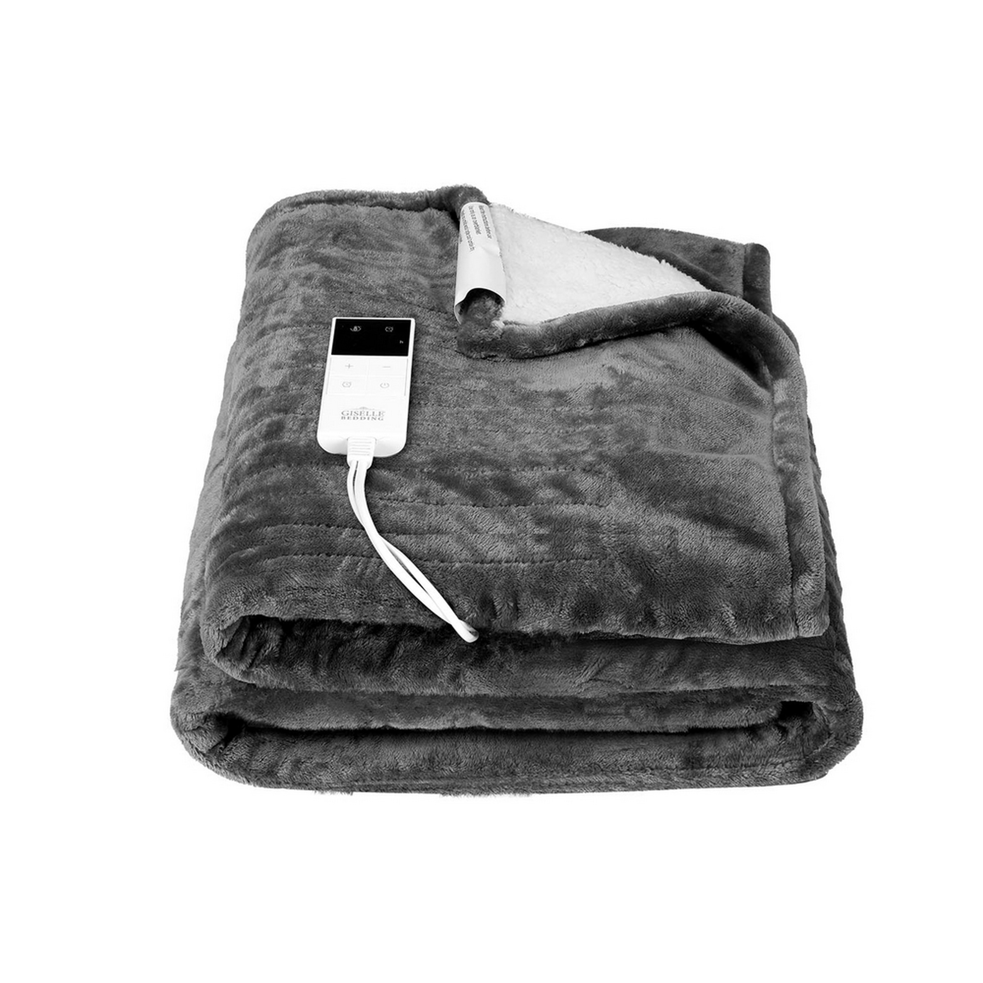 Giselle Electric Throw Rug Heated Blanket Washable Snuggle Flannel Winter Grey - Image 4