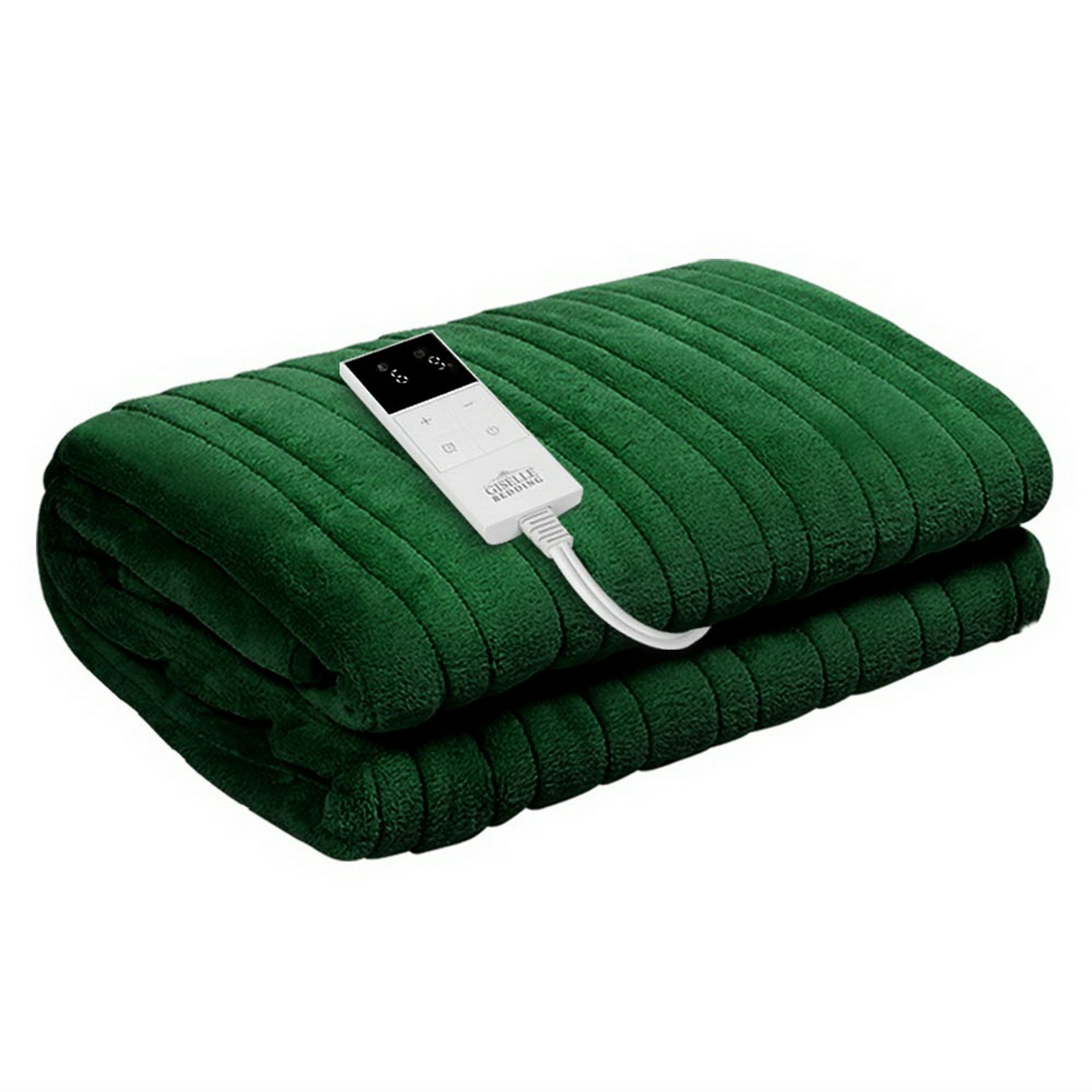 Giselle Electric Throw Rug Heated Blanket Washable Snuggle Flannel Winter Green - Image 2