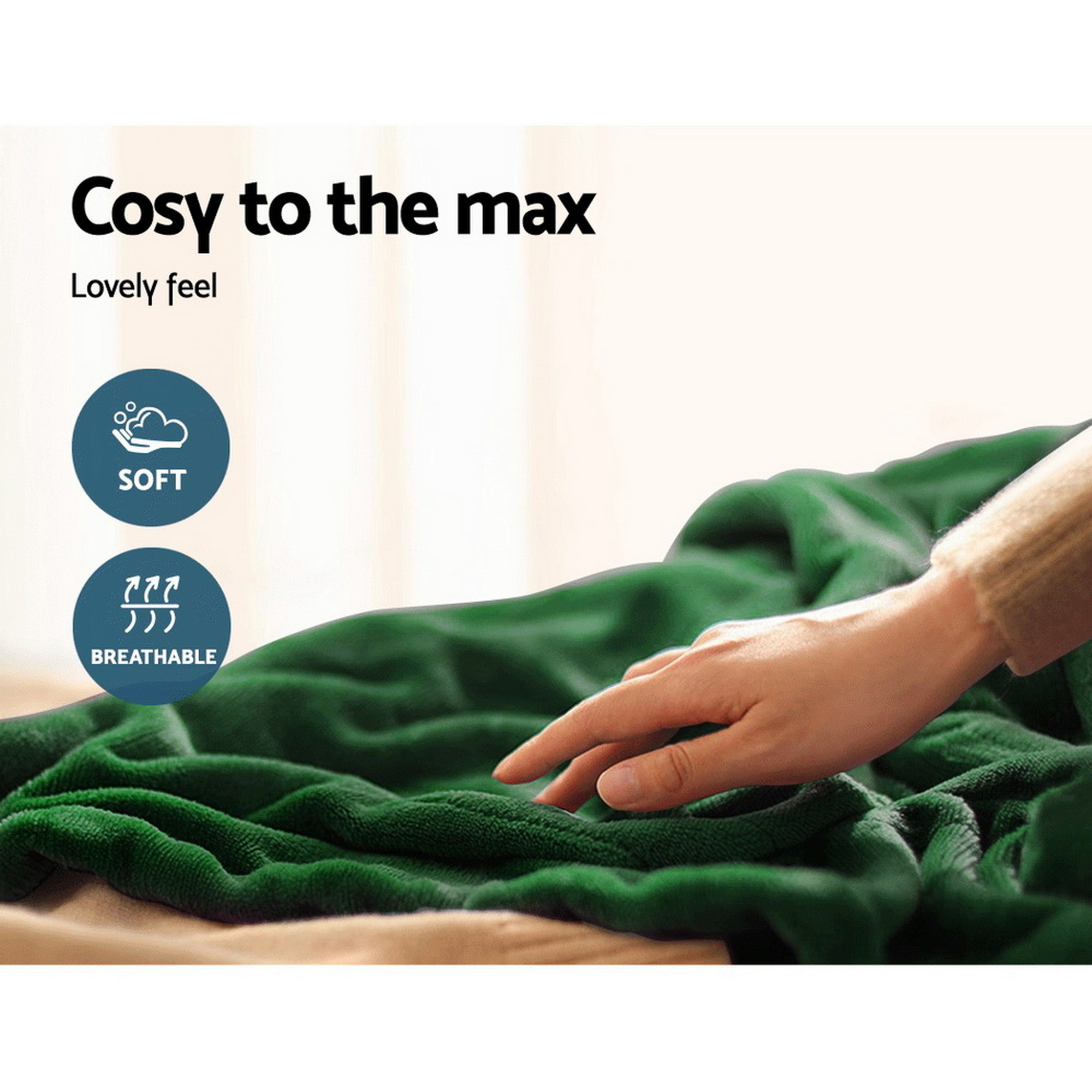 Giselle Electric Throw Rug Heated Blanket Washable Snuggle Flannel Winter Green - Image 7