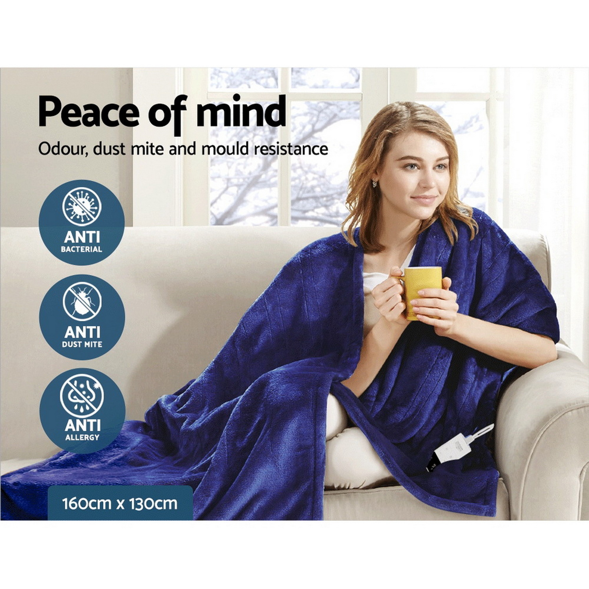 Giselle Bedding Electric Throw Blanket - Navy - Image 8