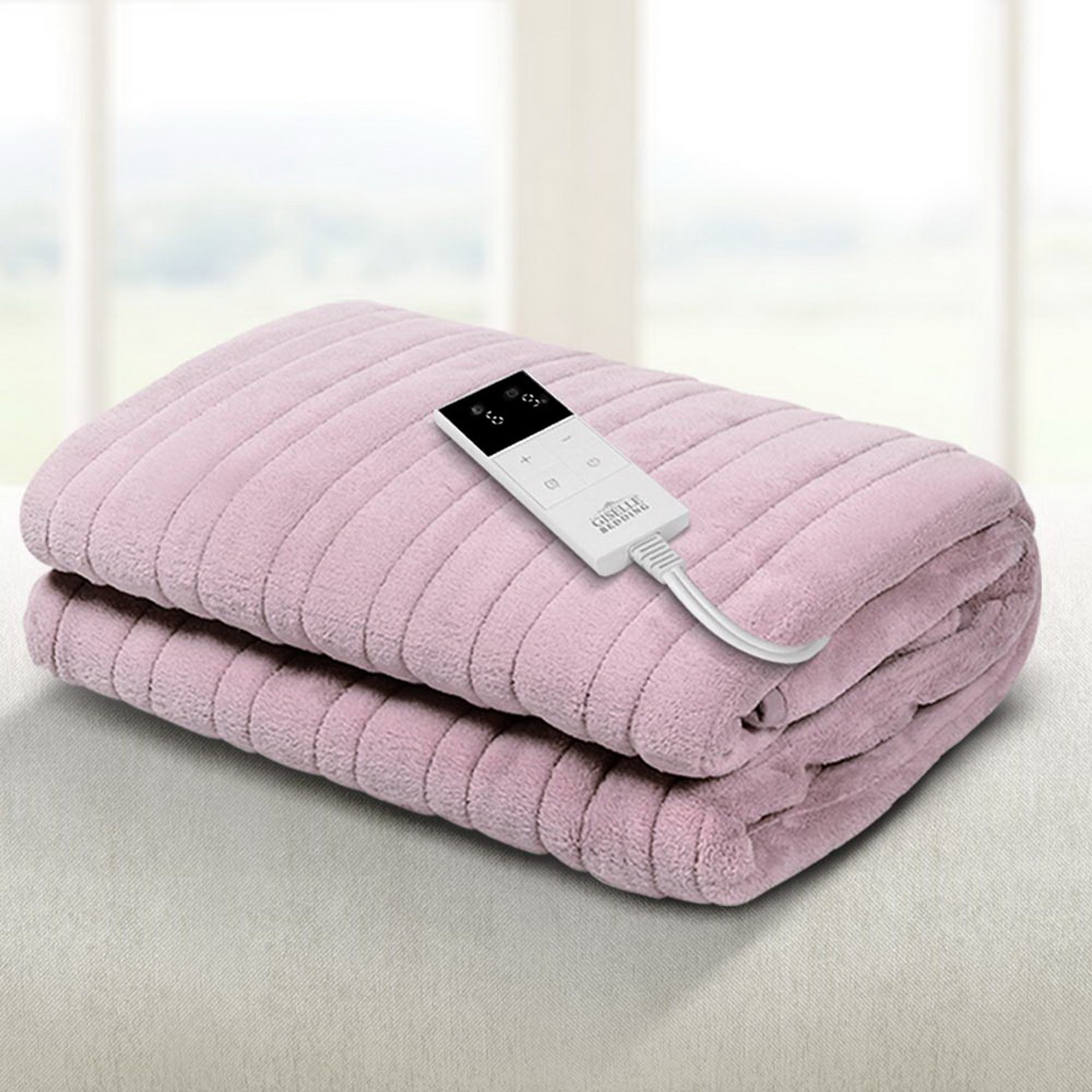 Giselle Electric Throw Rug Heated Blanket Fleece Pink - Image 1