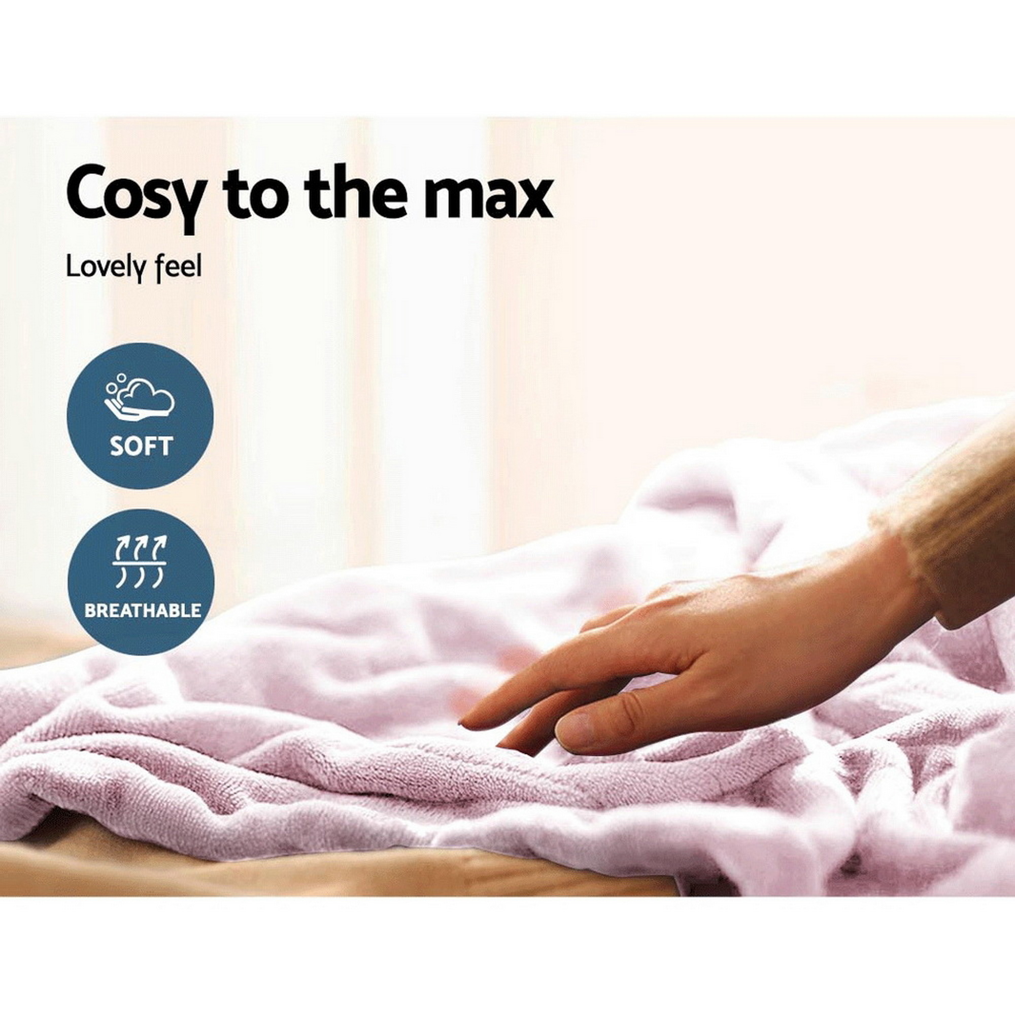Giselle Electric Throw Rug Heated Blanket Fleece Pink - Image 7