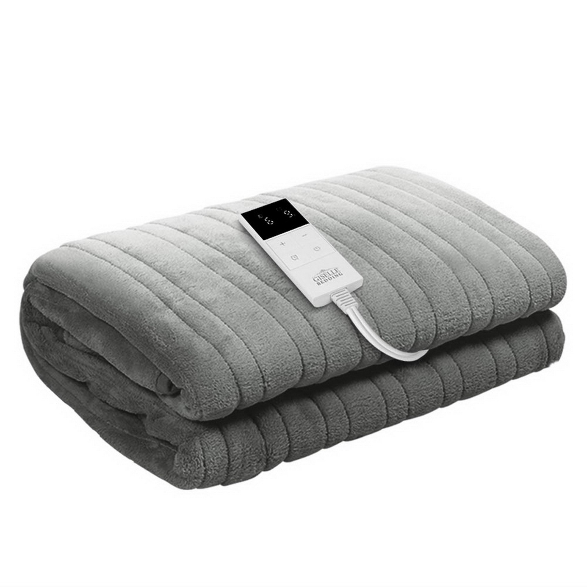Giselle Bedding Heated Electric Throw Rug Fleece Sunggle Blanket Washable Silver - Image 2