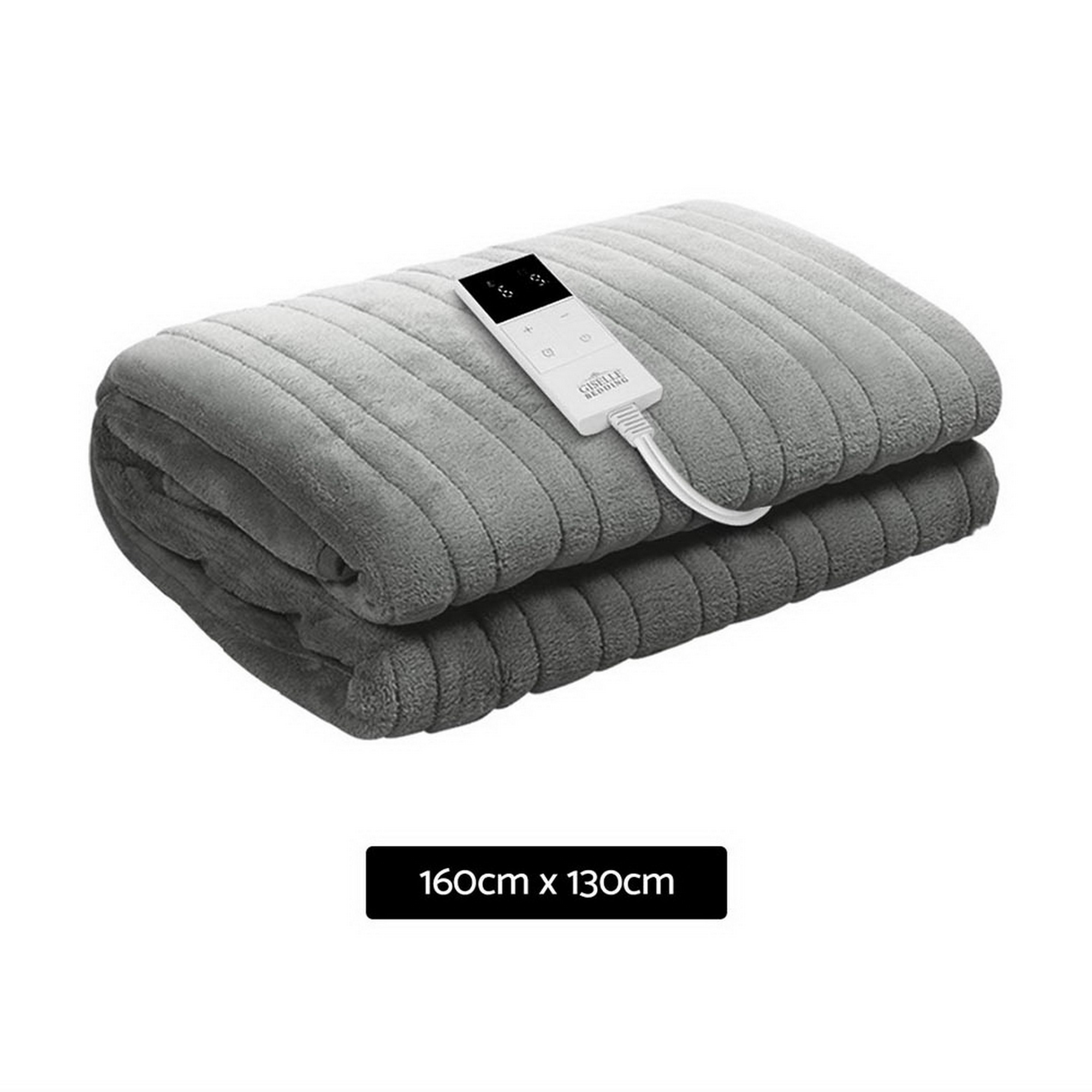 Giselle Bedding Heated Electric Throw Rug Fleece Sunggle Blanket Washable Silver - Image 3