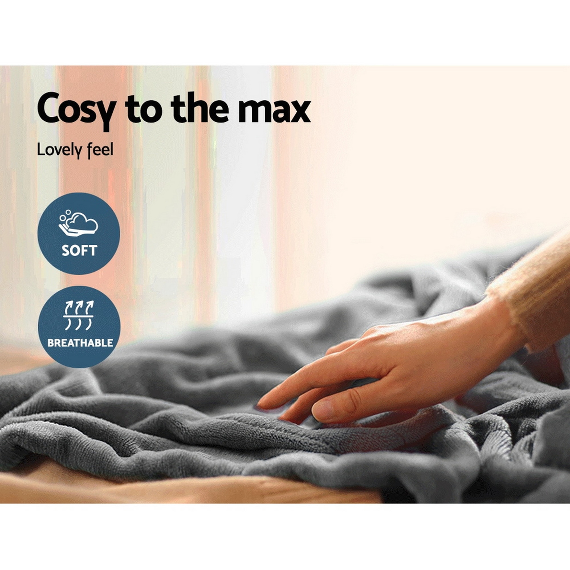Giselle Bedding Heated Electric Throw Rug Fleece Sunggle Blanket Washable Silver - Image 7