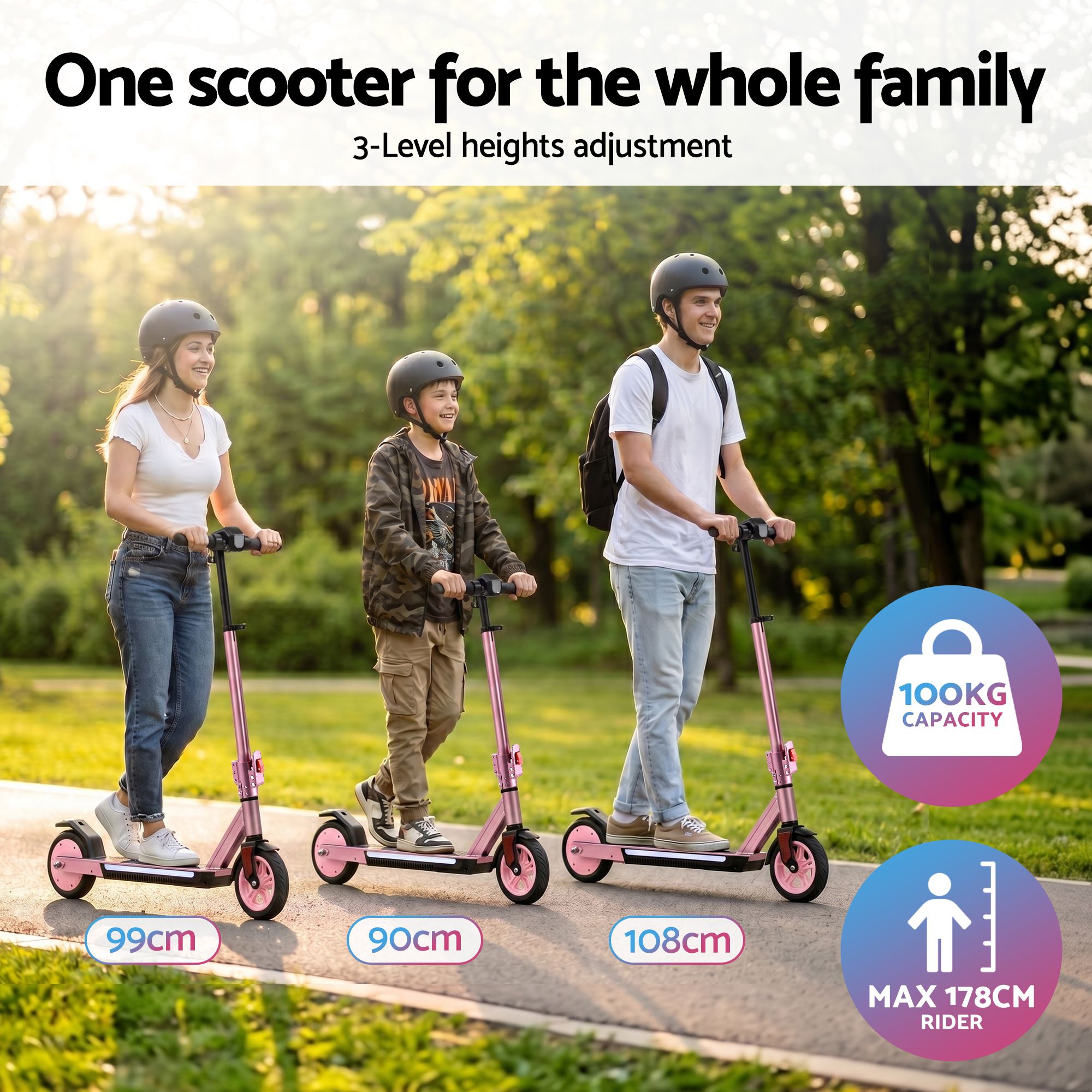 Electric Scooter 180W 18KM/H Adjustable Portable Foldable Height Riding Commuter Teens Adults - Image 6