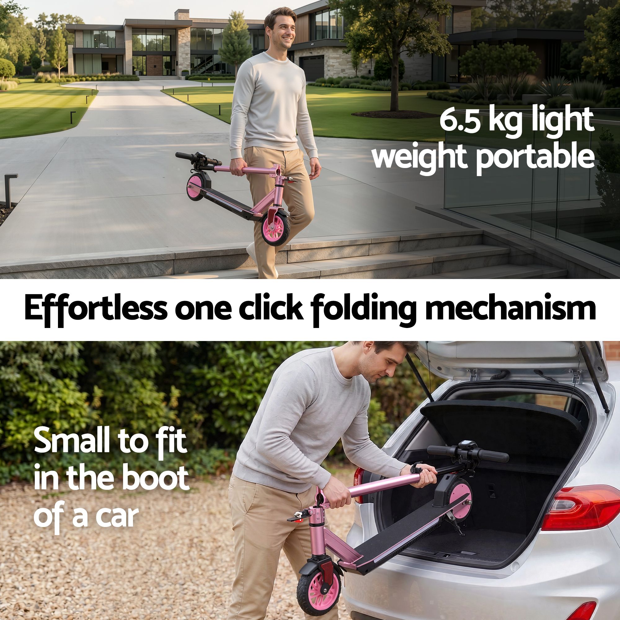 Electric Scooter 180W 18KM/H Adjustable Portable Foldable Height Riding Commuter Teens Adults - Image 7