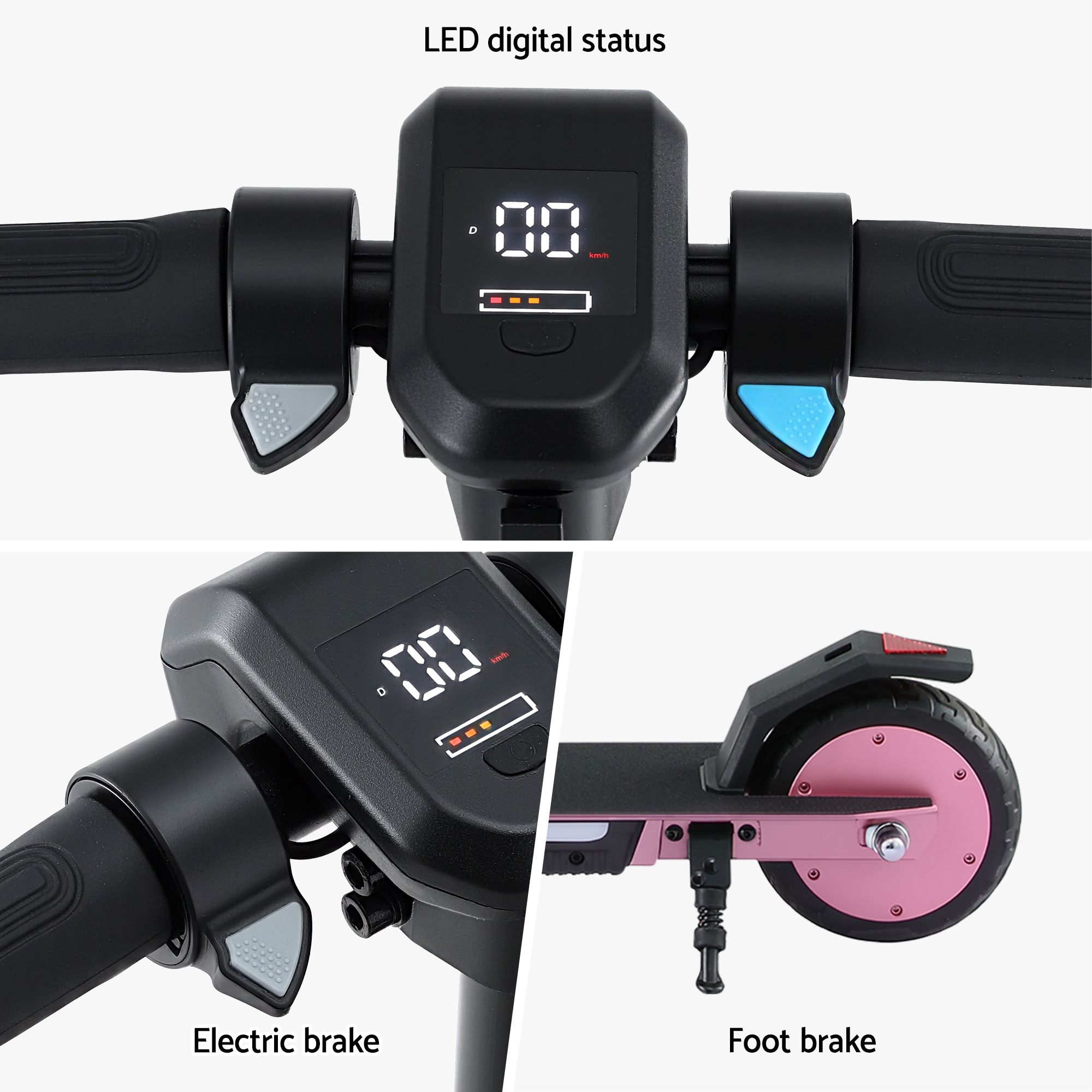 Electric Scooter 180W 18KM/H Adjustable Portable Foldable Height Riding Commuter Teens Adults - Image 8