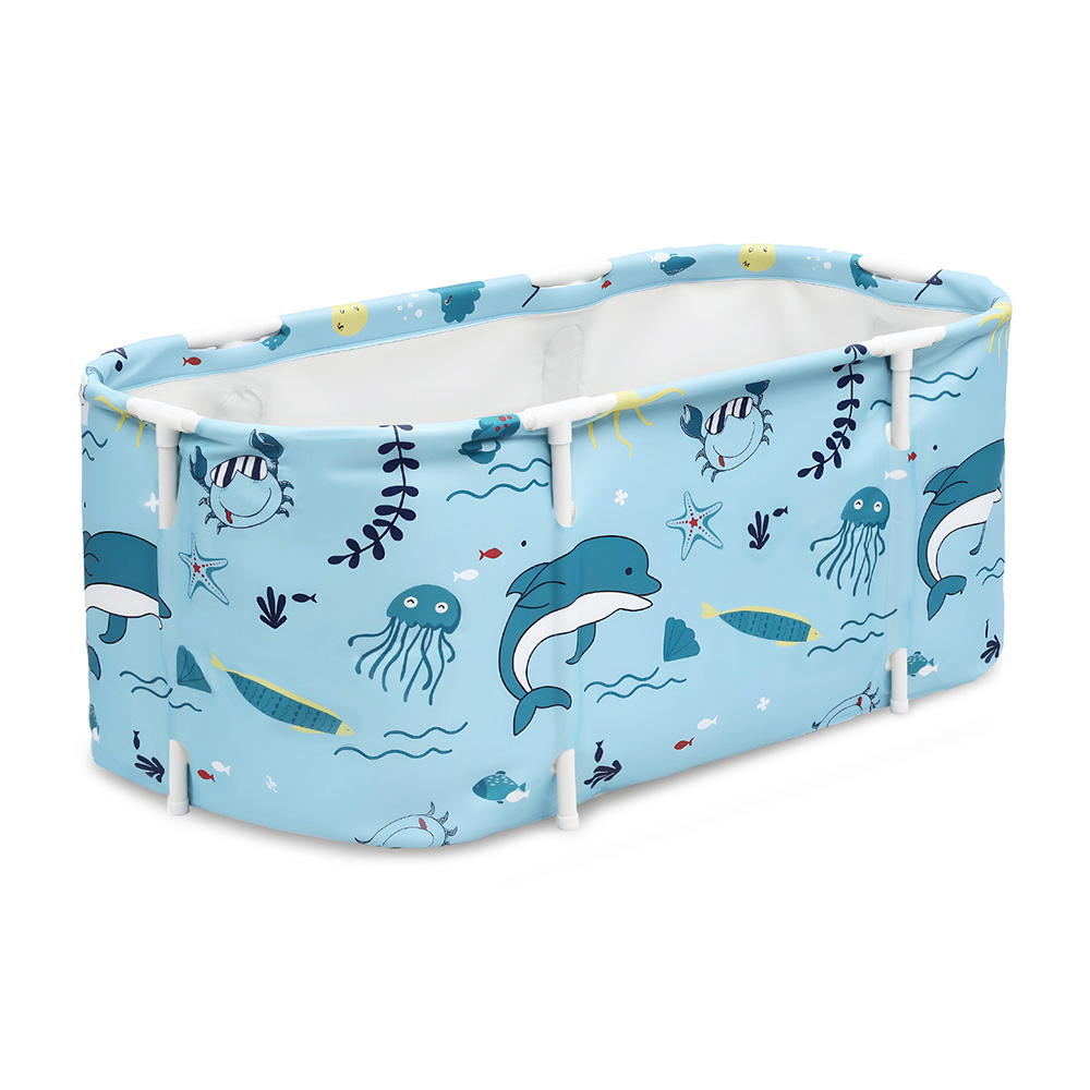 Weisshorn Foldable Bathtub PVC Spa Bucket Inflatable Cushion 114x62cm Blue - Image 1