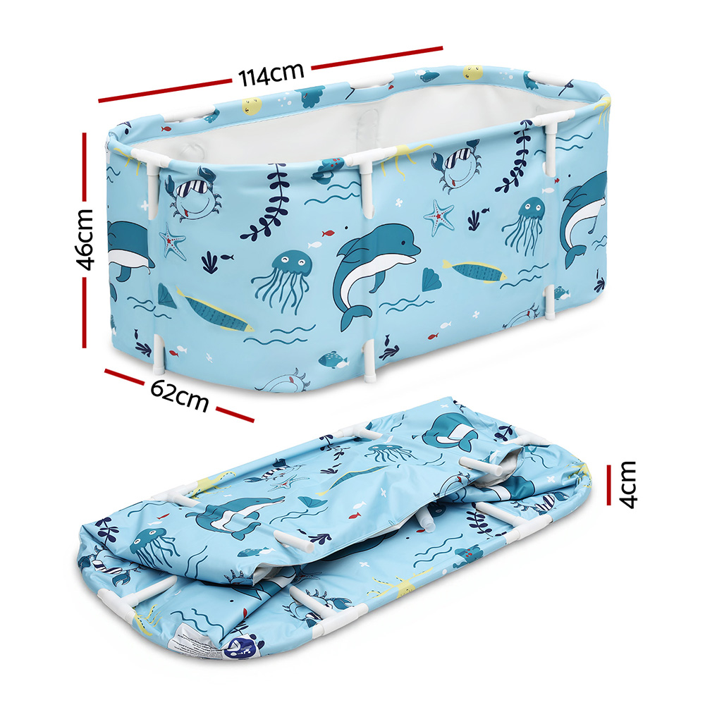Weisshorn Foldable Bathtub PVC Spa Bucket Inflatable Cushion 114x62cm Blue - Image 2
