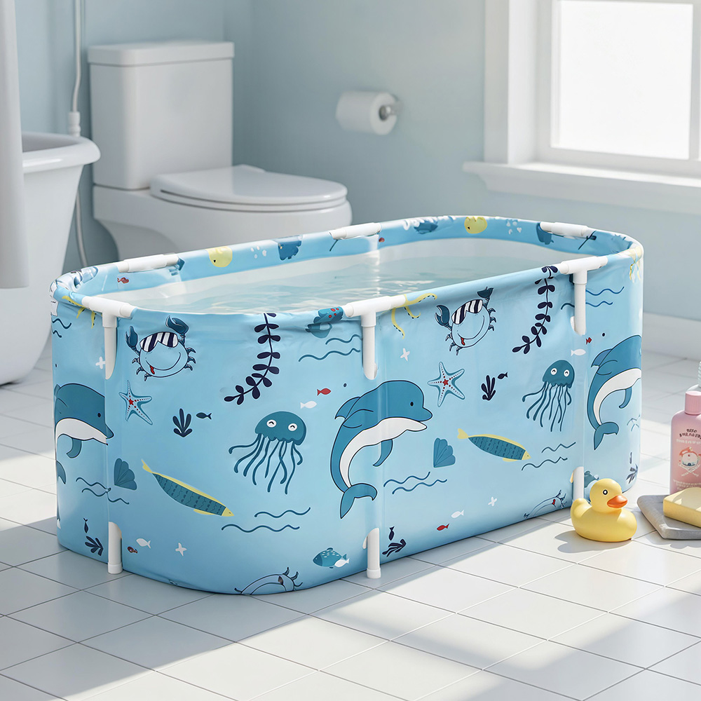 Weisshorn Foldable Bathtub PVC Spa Bucket Inflatable Cushion 114x62cm Blue - Image 7