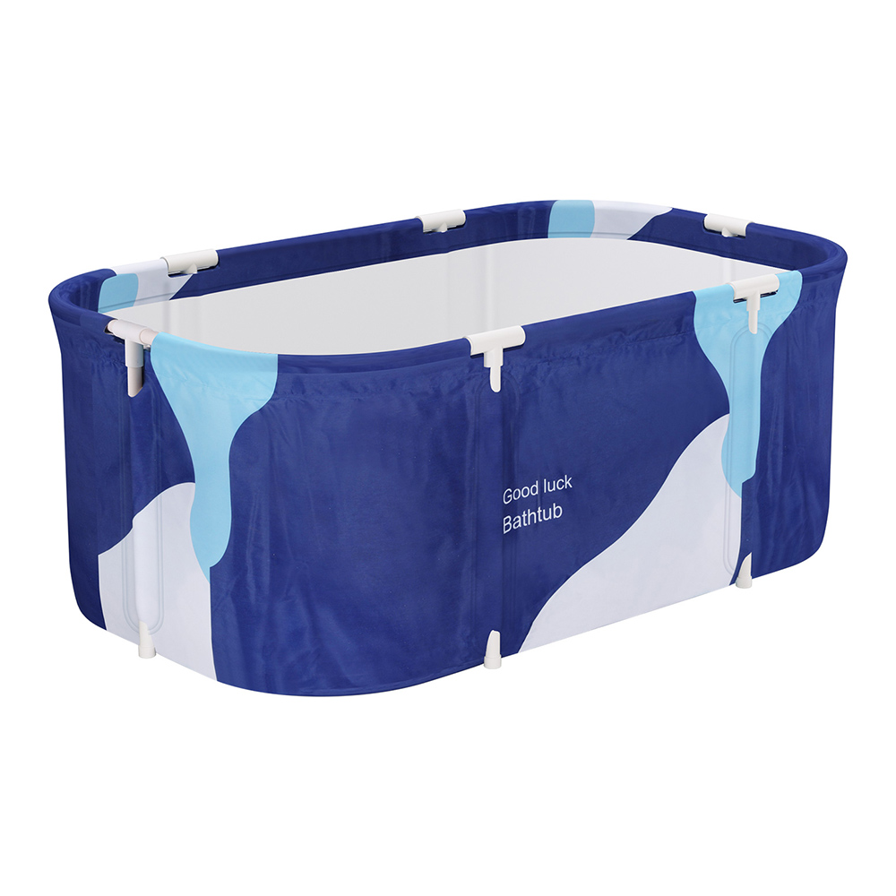 Weisshorn Foldable Bathtub PVC Spa Bucket Inflatable Cushion 114x62cm Navy Blue - Image 1
