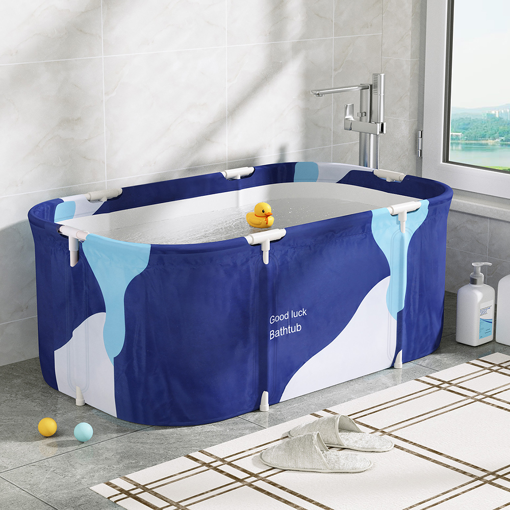 Weisshorn Foldable Bathtub PVC Spa Bucket Inflatable Cushion 114x62cm Navy Blue - Image 7