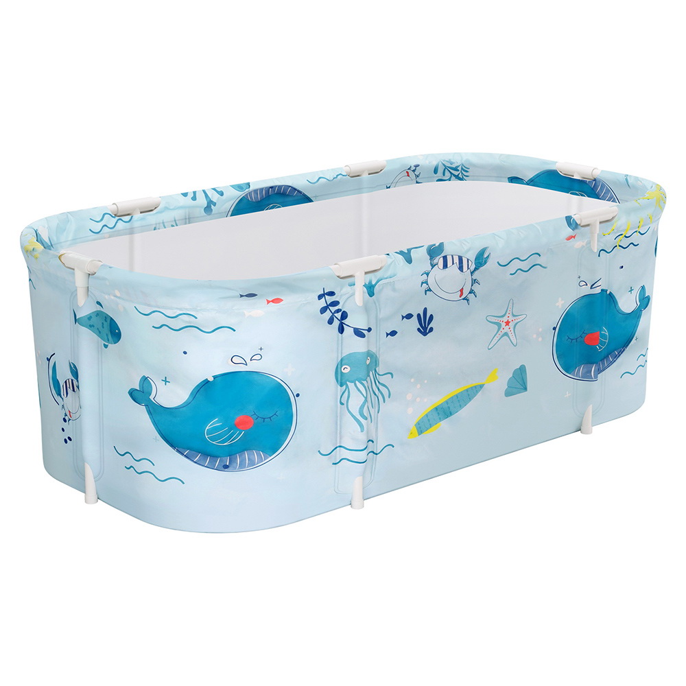 Weisshorn Foldable Bathtub PVC Spa Bucket Inflatable Cushion 134x65cm Blue - Image 1